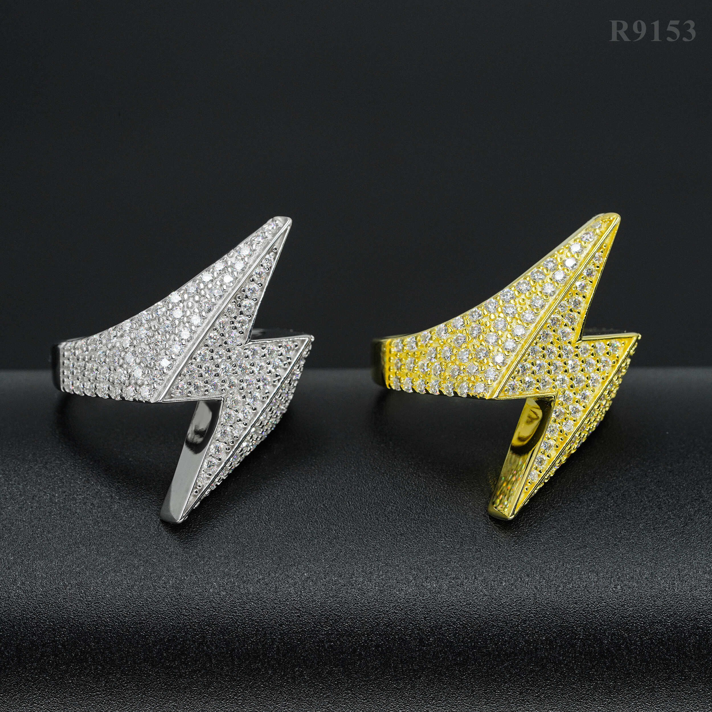 VVS Moissanite Diamond Lightning Ring Men's Iced Out Hip Hop Jewelry