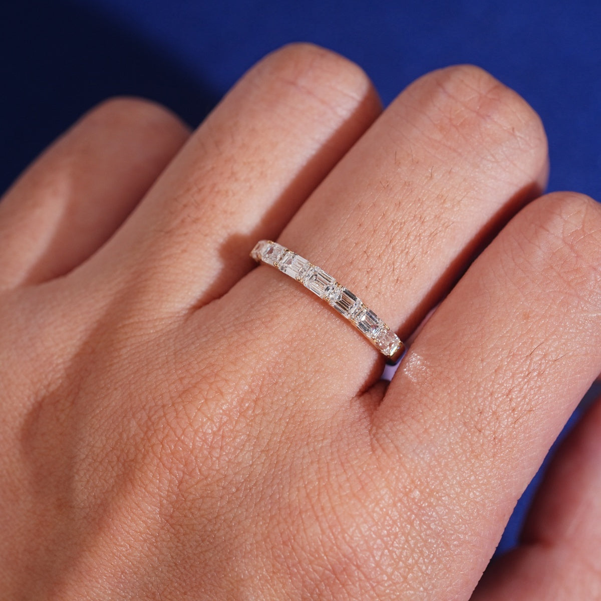 10K Yellow Gold Emerald Cut Lab Grown Diamond Eternity Ring Band