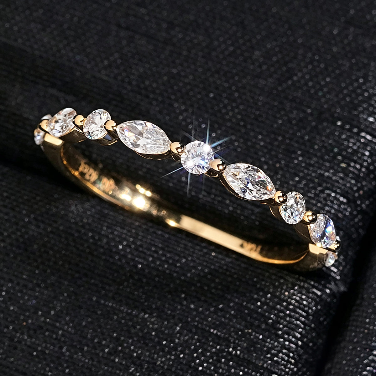 10K Yellow Gold Lab Grown Diamond Ring Band Women Jewelry
