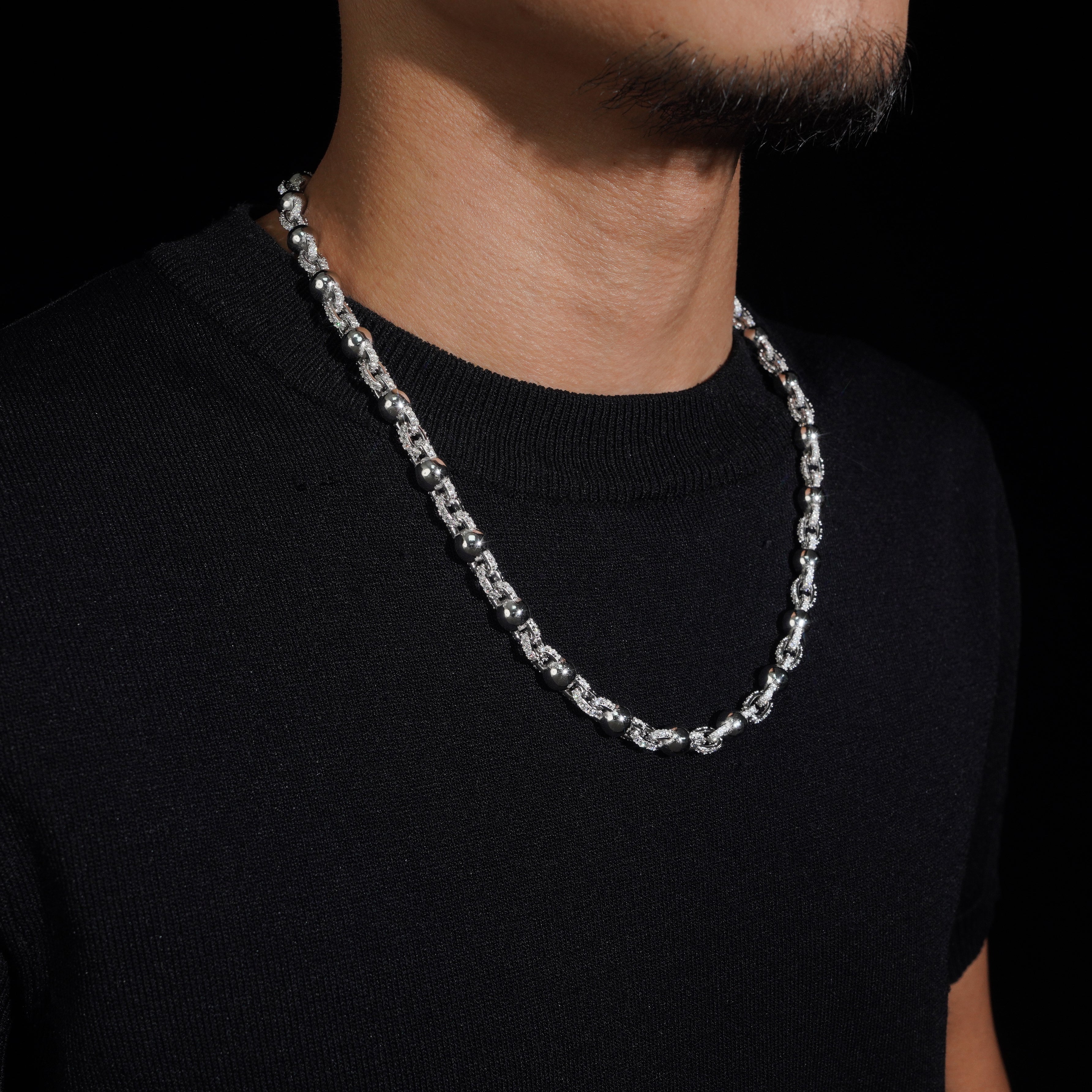 8MM Moissanite Diamond Rosary Ball Chain