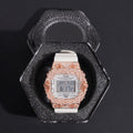 DW5600 G Shock Iced Out Watch With Skull Logo Moissanite Diamond