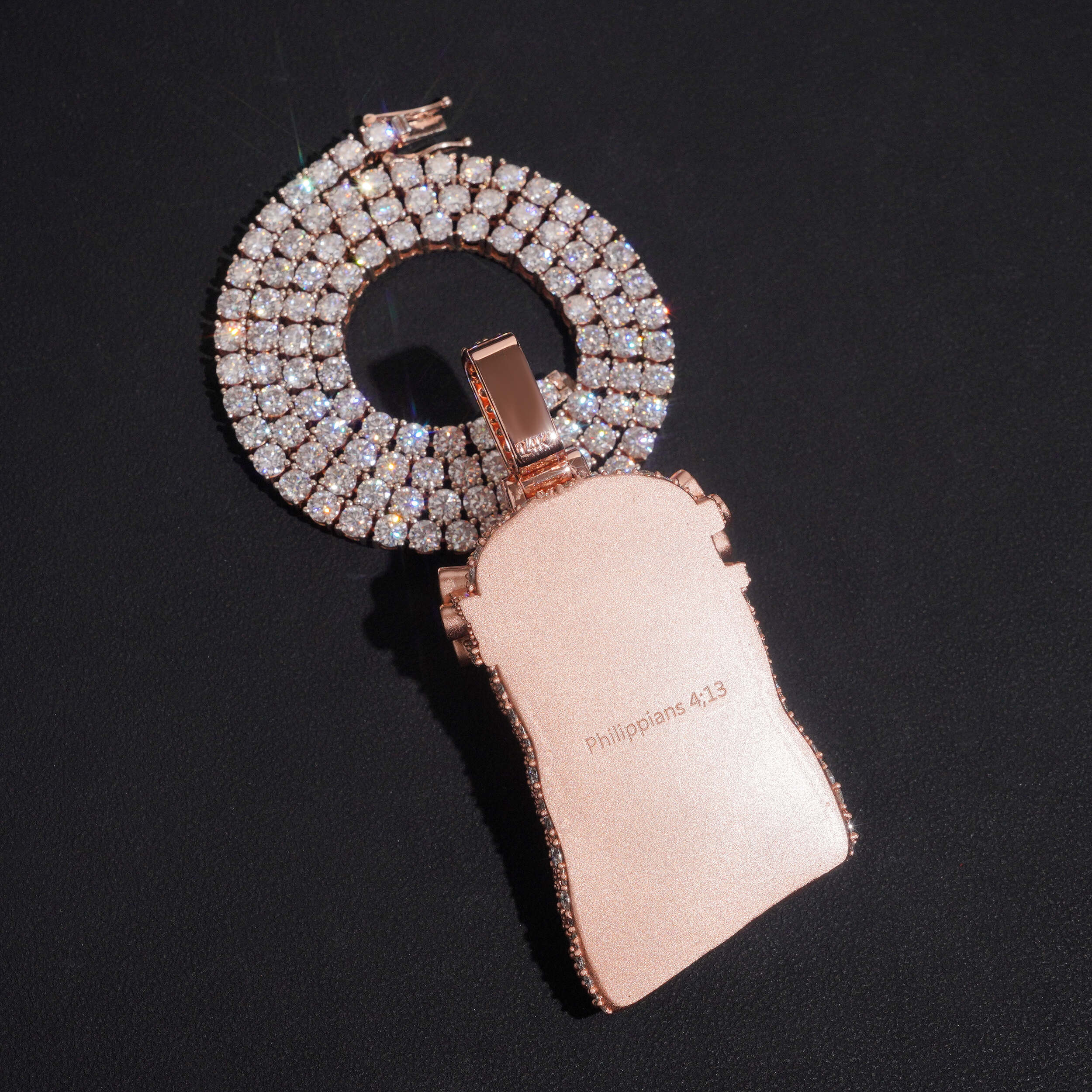 2.5Inch Tall Mosaic Setting Jesus Pendant Matt Finish Moissanite Diamond