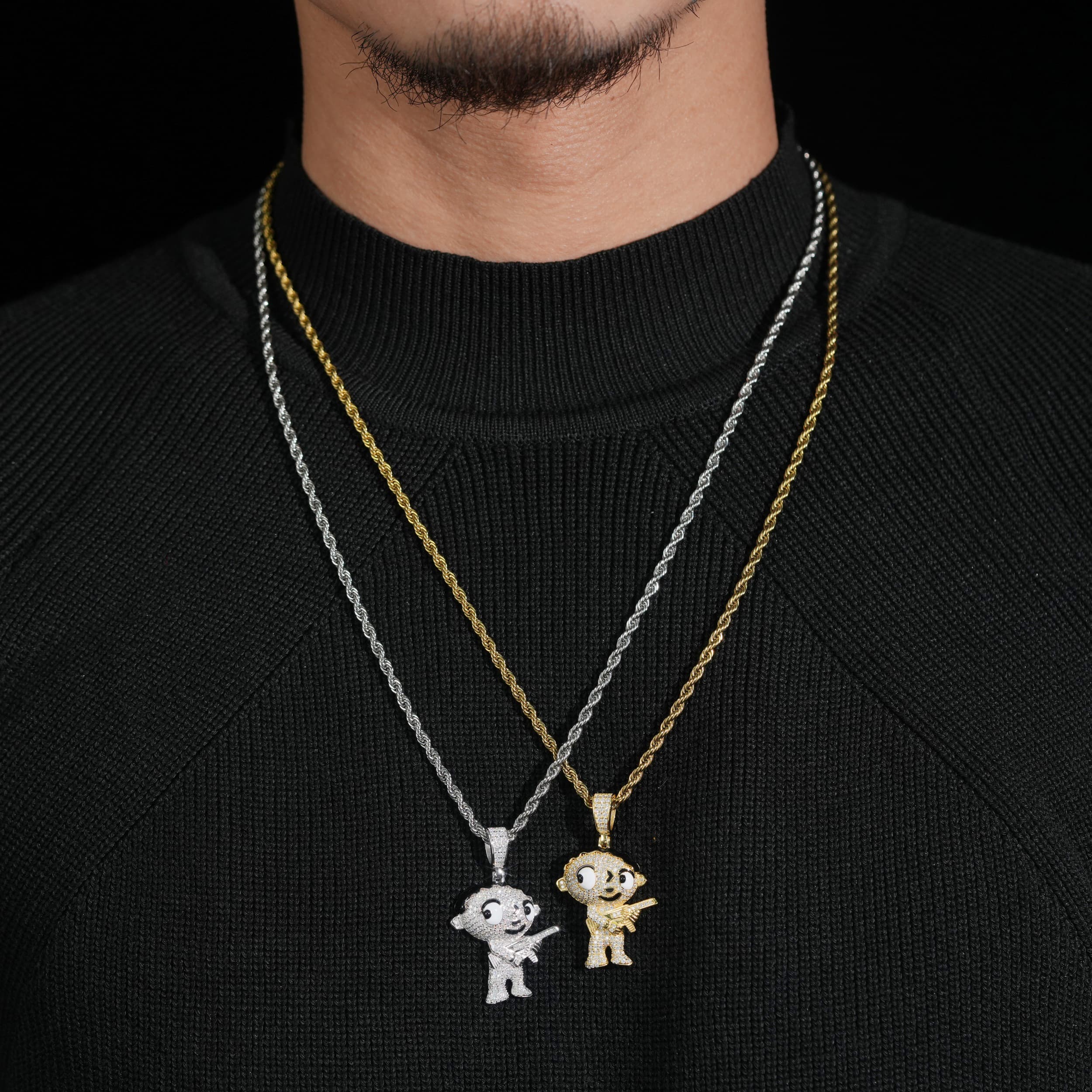 925 Sterling Silver Moissanite Diamond Cartoon Pendant