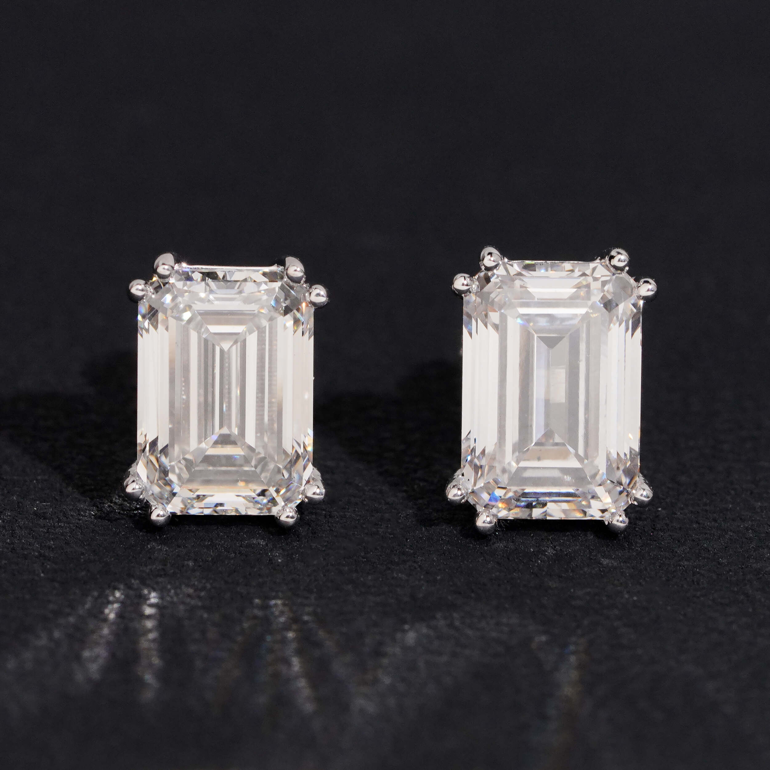 10K White Gold 3CT Emerald Cut VVS Lab Grown Diamond Studs