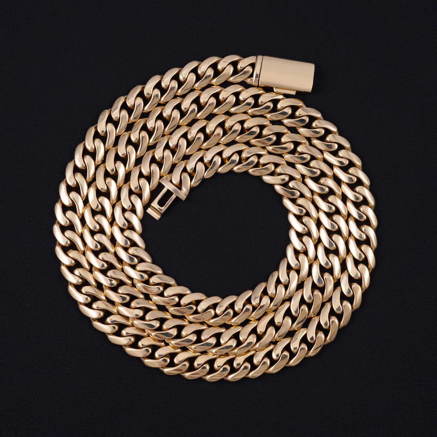 8MM Plain Cuban Link Chain 14K Yellow Gold