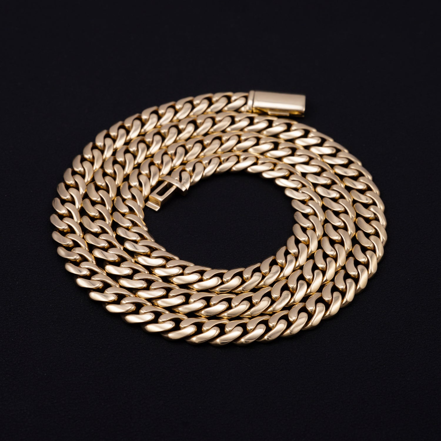 8MM Plain Cuban Link Chain 14K Yellow Gold