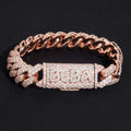 Sterling Silver Lab Diamond 10MM Cuban Link Bracelet With Name Clasp