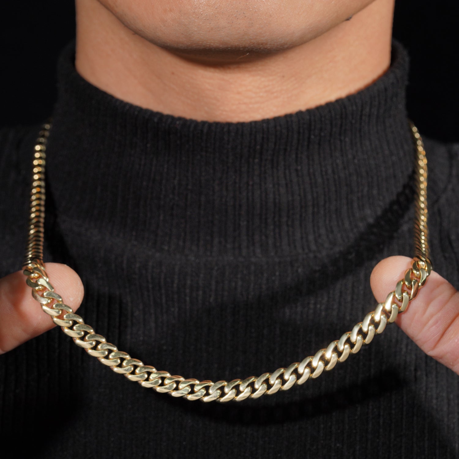 8MM Plain Cuban Link Chain 14K Yellow Gold