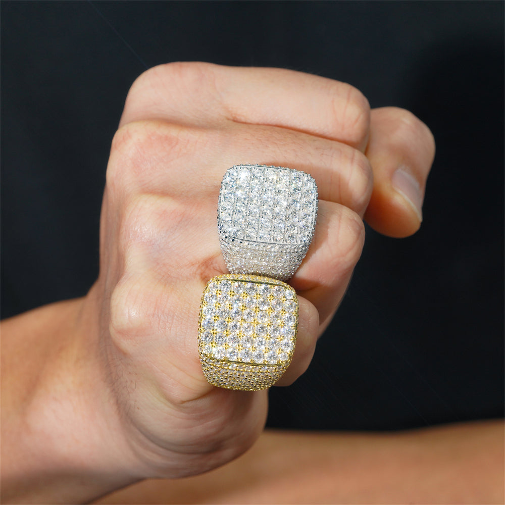 925 Sterling Silver Men's VVS Moissanite Diamond Ring Iced Out Hip Hop Jewelry