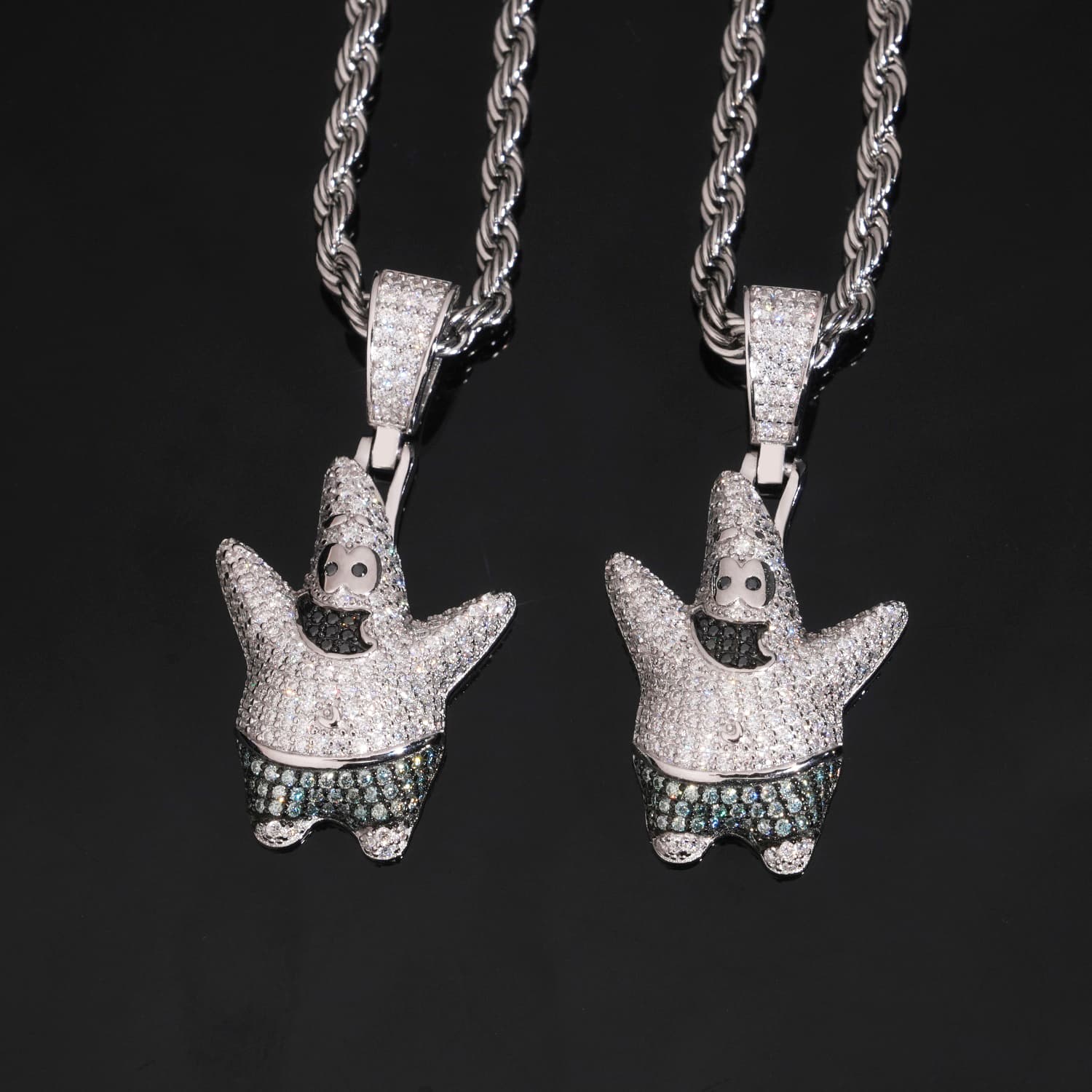 925 Sterling Silver Moissanite Diamond Patrick Star Pendant