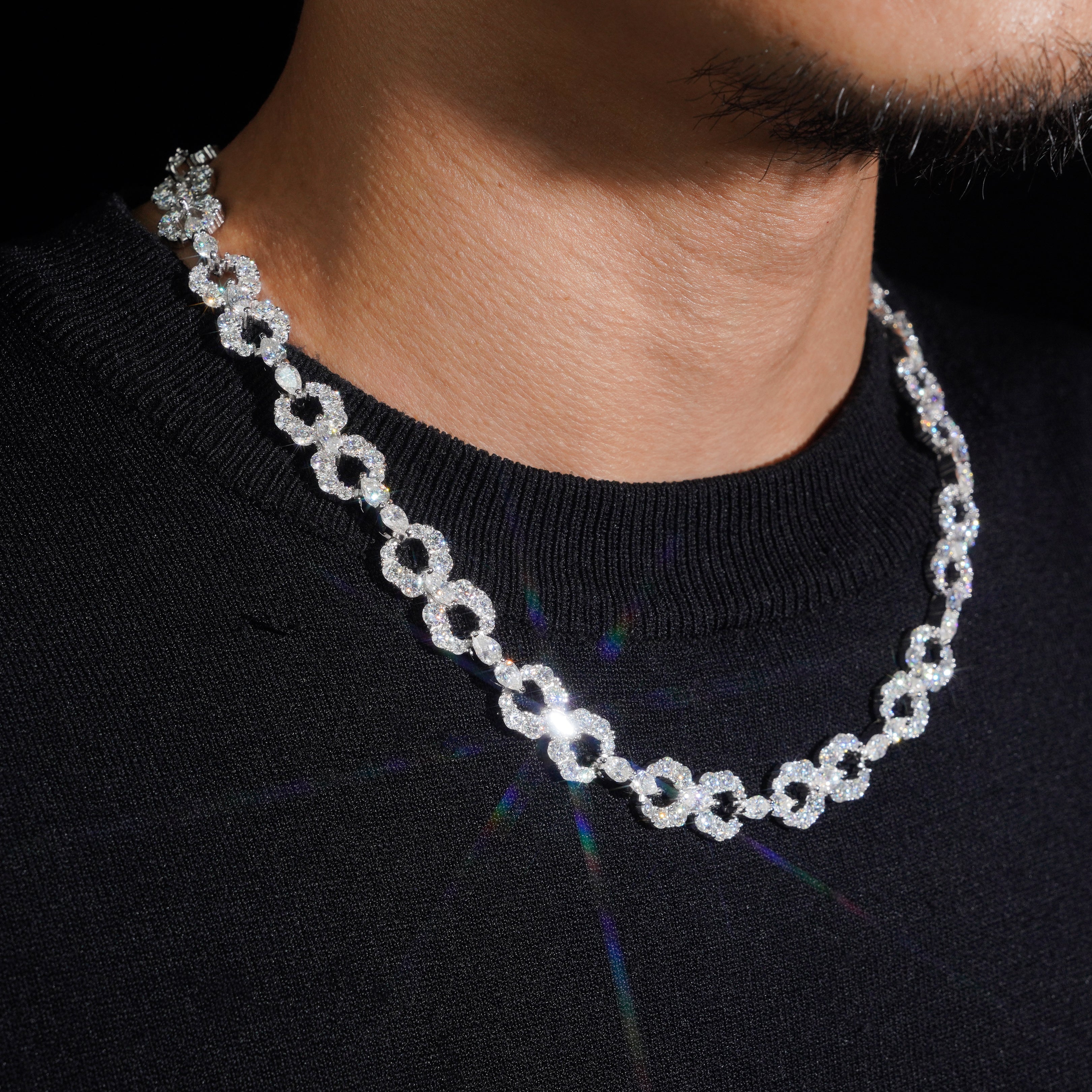 12MM Infinity Chain Necklace 925 Silver Moissanite Diamond