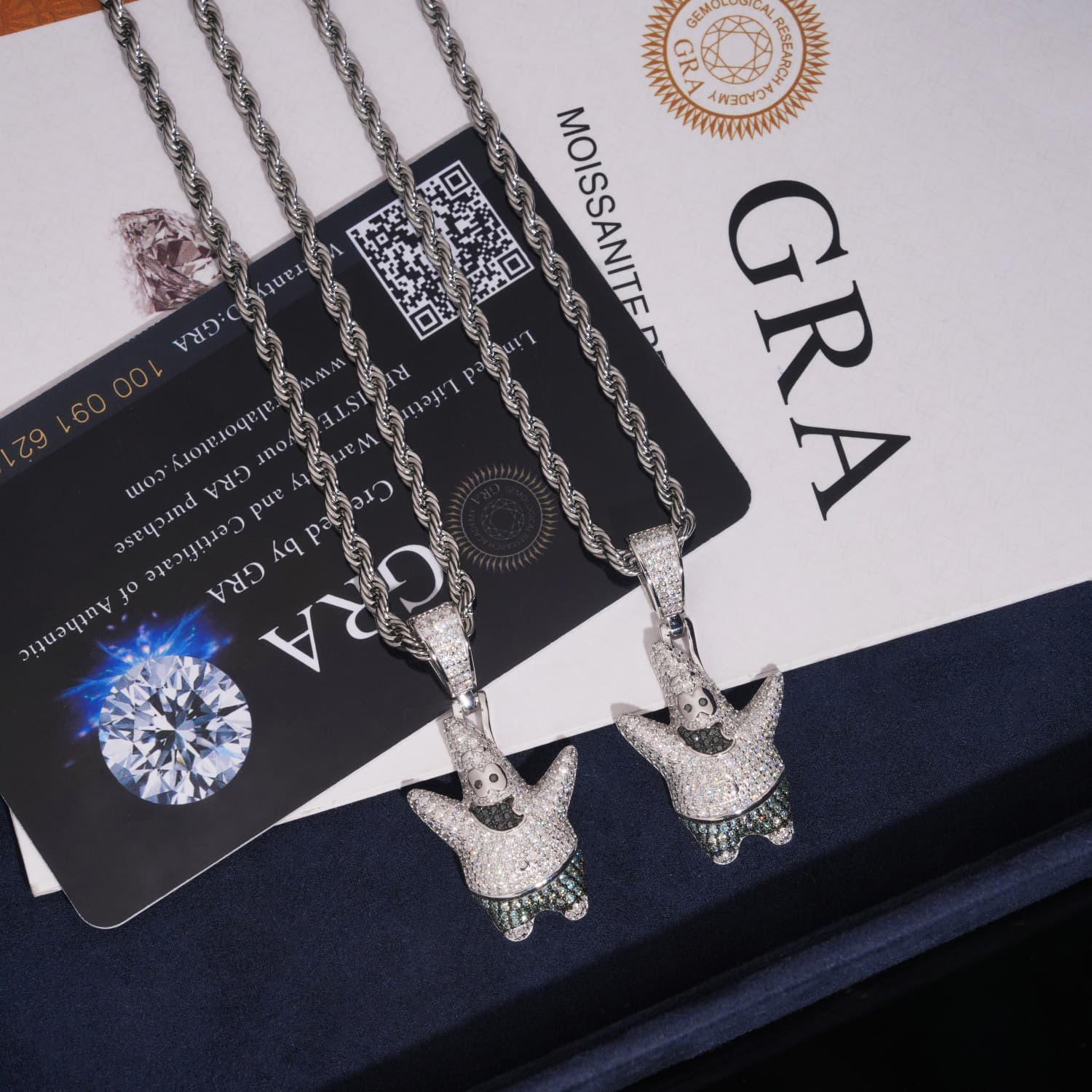 925 Sterling Silver Moissanite Diamond Patrick Star Pendant