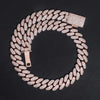 New Arrival 18MM Mosaic Clasp Solid Silver Rose Gold Moissanite Diamond Cuban Chain Necklace