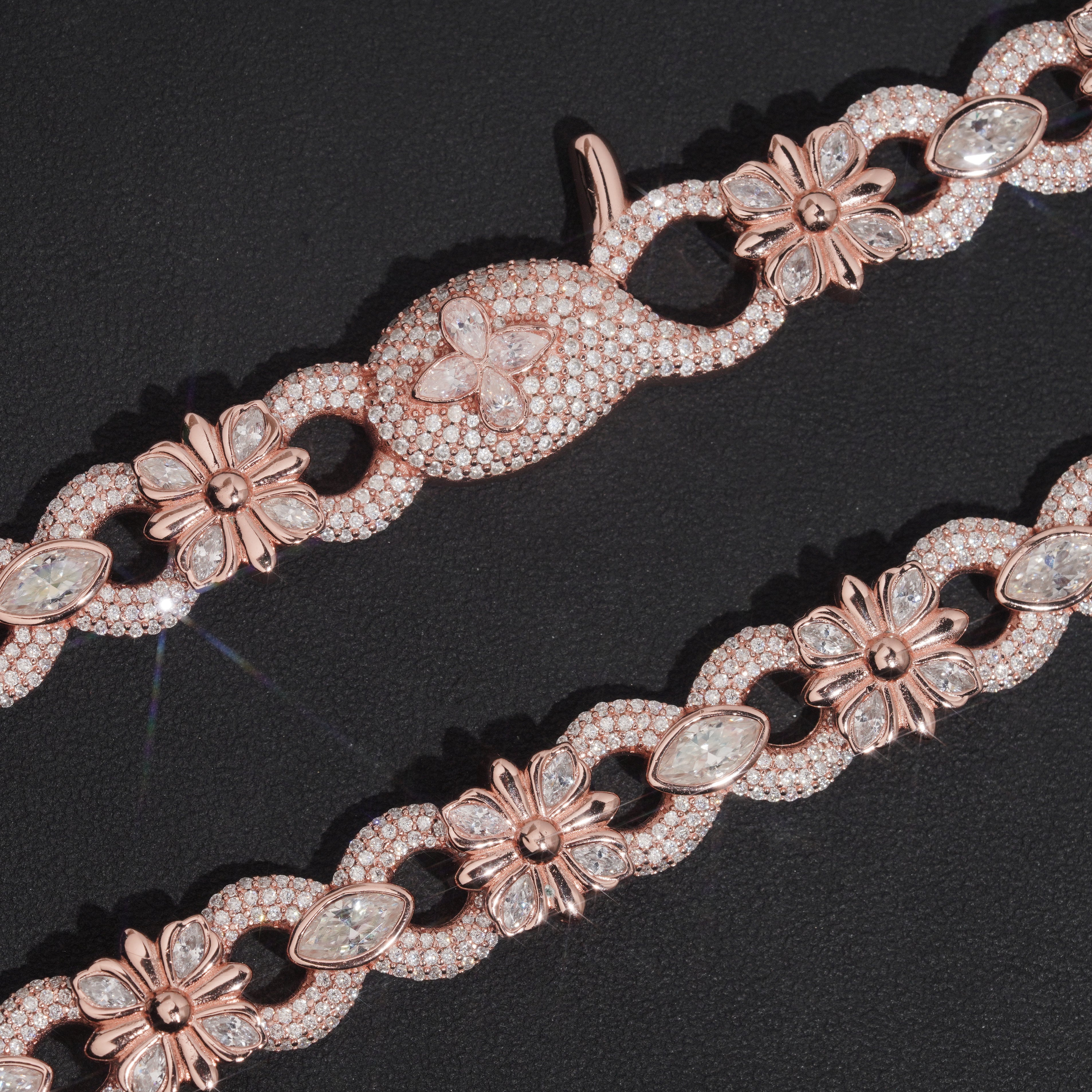 15MM Width Chrome Heart Style Infinity Link Chain Necklace Moissanite Diamond