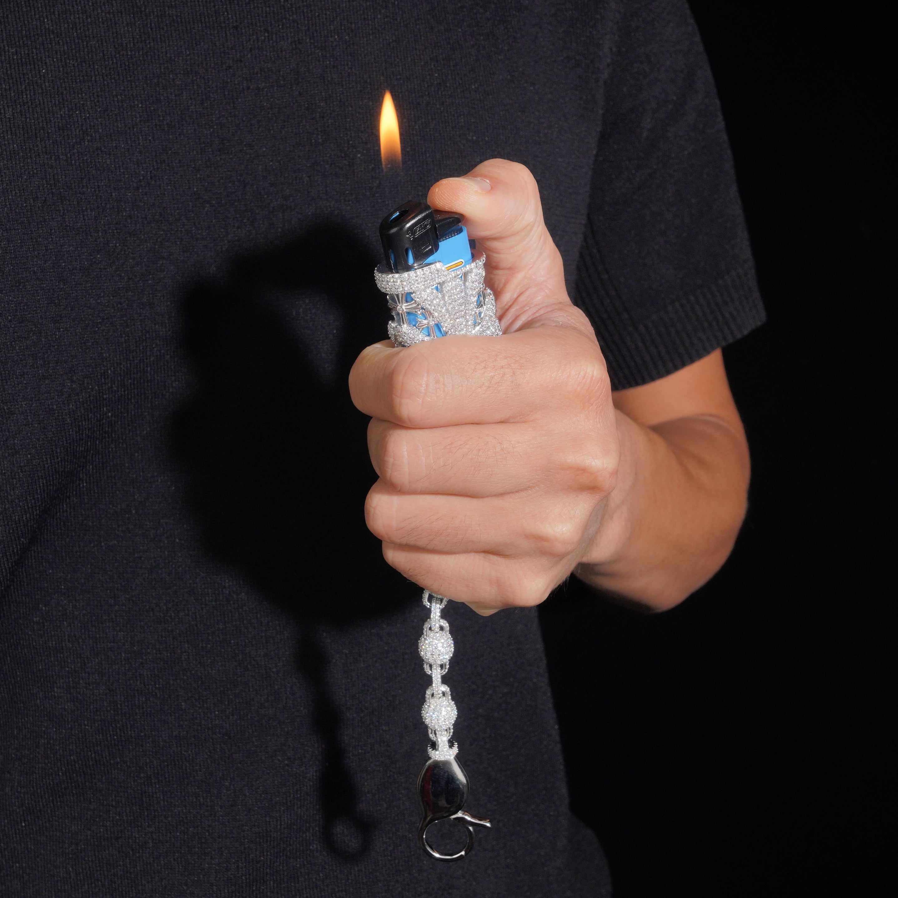 Iced Out Moissanite Diamond Sterling Silver Lighter Case