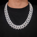 925 Sterling Silver 23MM Honeycomb Setting VVS Moissanite Diamond Cuban Chain Necklace