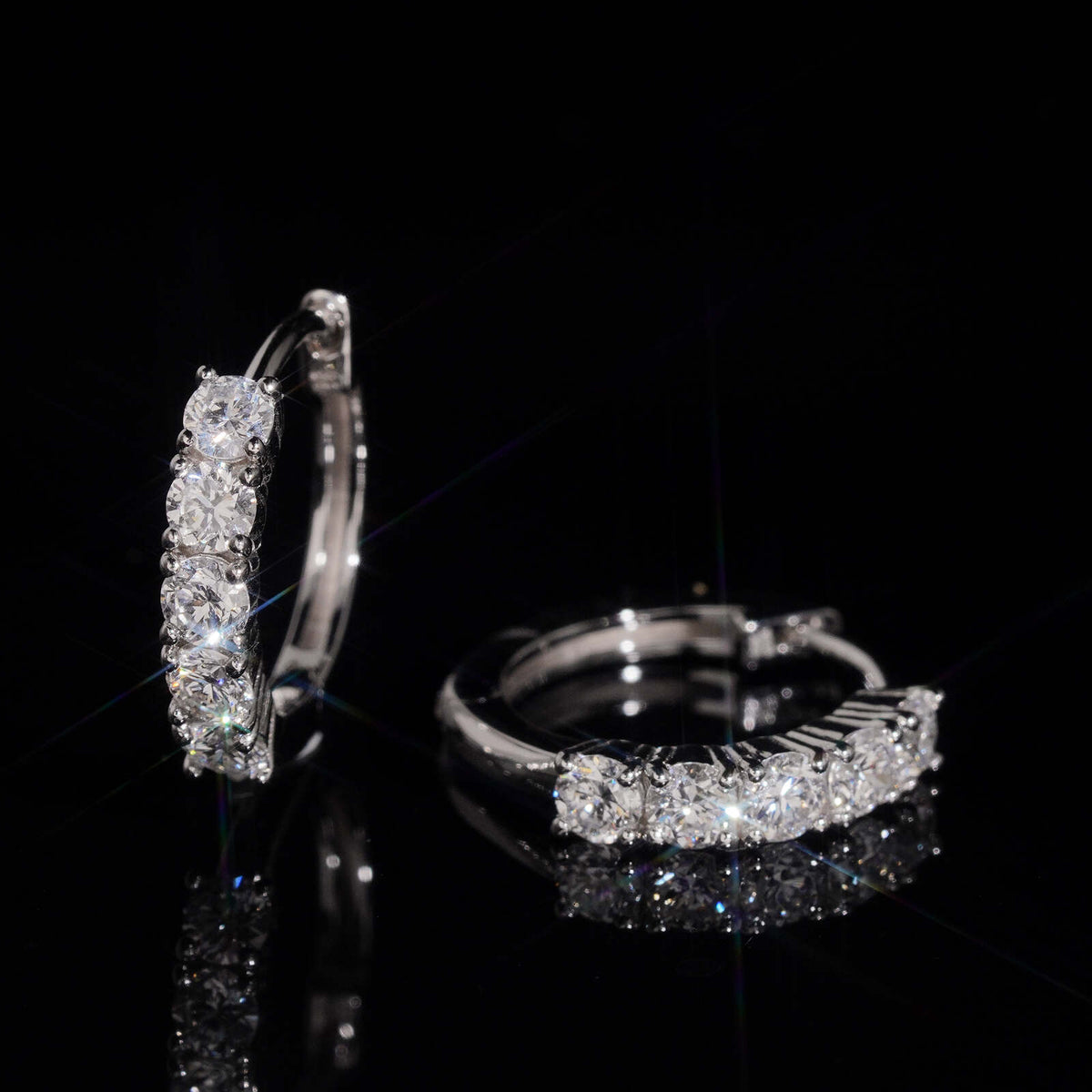 925 Sterling Silver VVS lab Grown Diamond Hoop Earrings