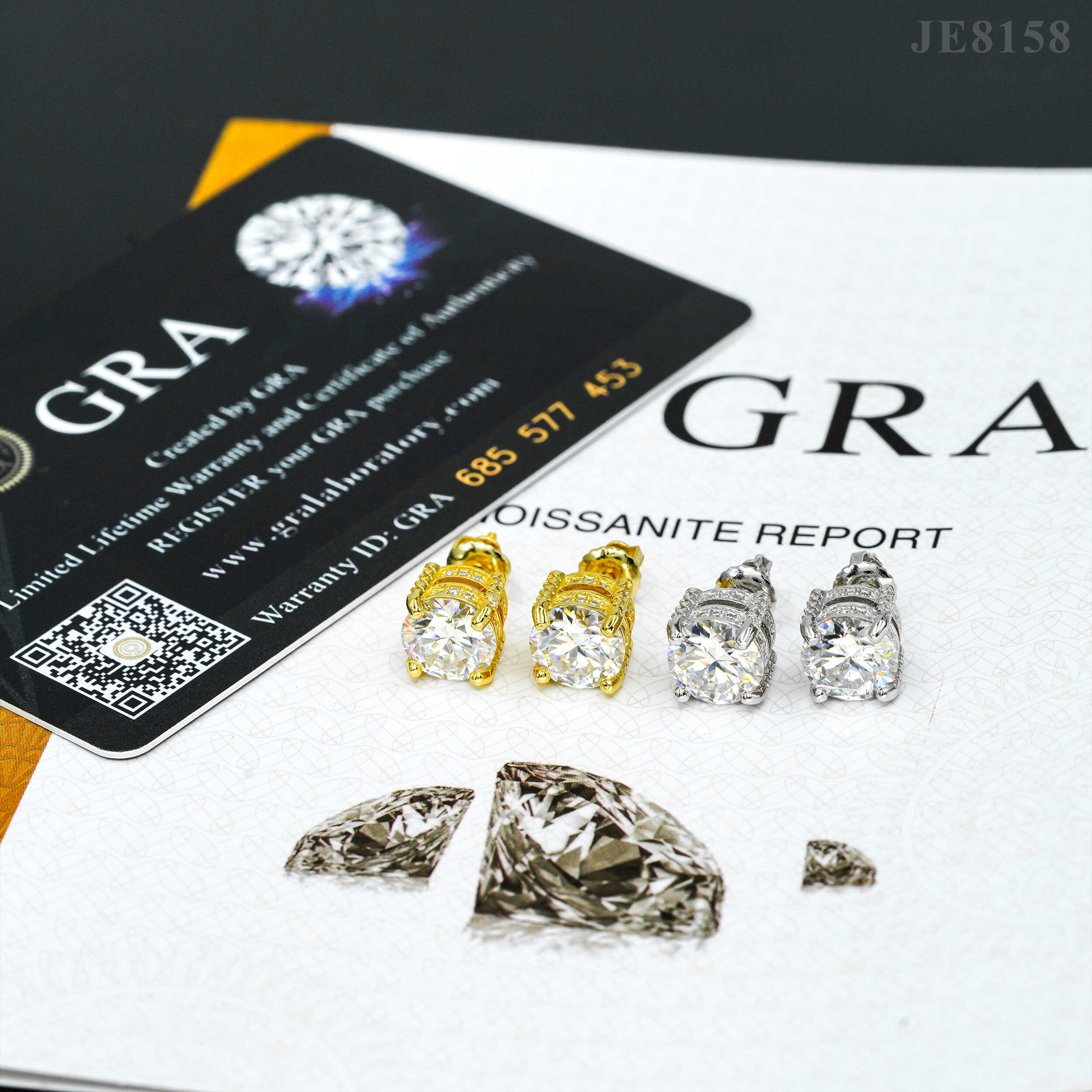 Solid Silver VVS Moissanite Side Iced 6.5MM Stud Earrings Screw Back