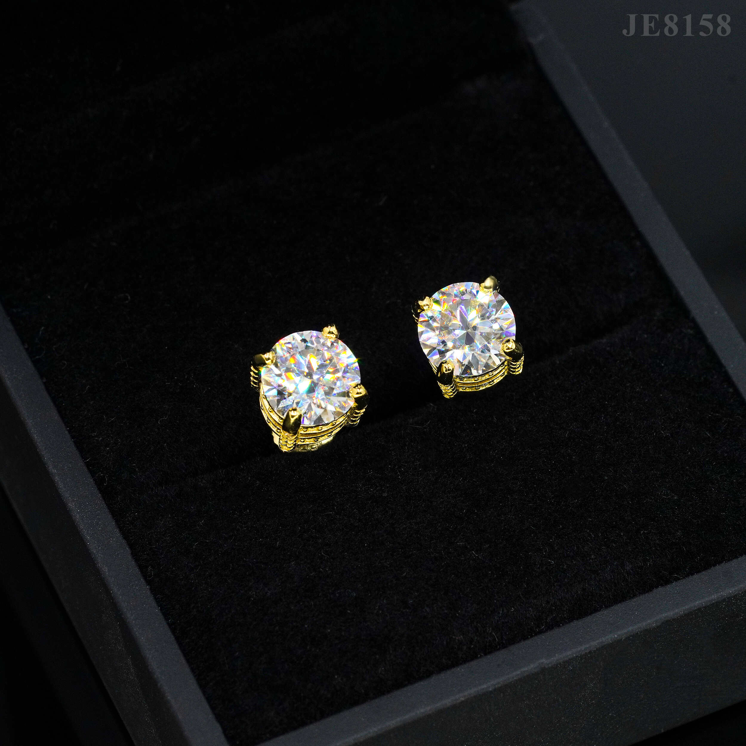 Solid Silver VVS Moissanite Side Iced 6.5MM Stud Earrings Screw Back