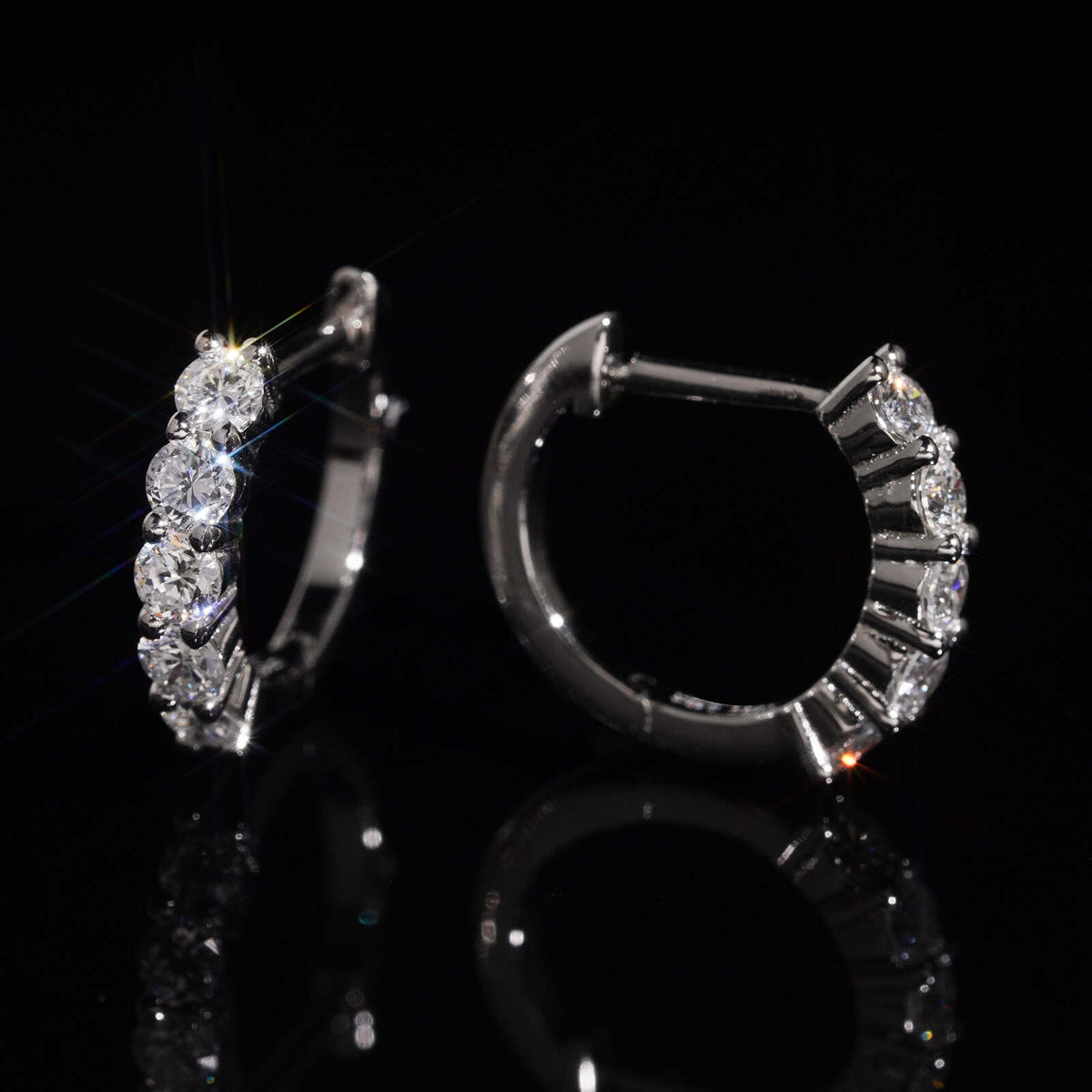Small Hoop Earrings VVS Lab Grown Diamond 925 Silver