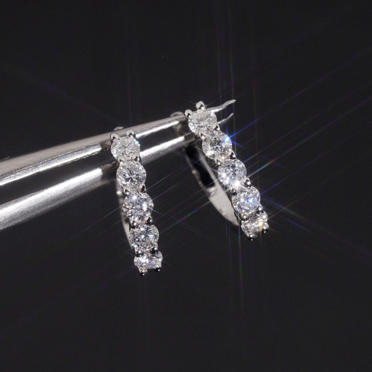 Small Hoop Earrings VVS Lab Grown Diamond 925 Silver