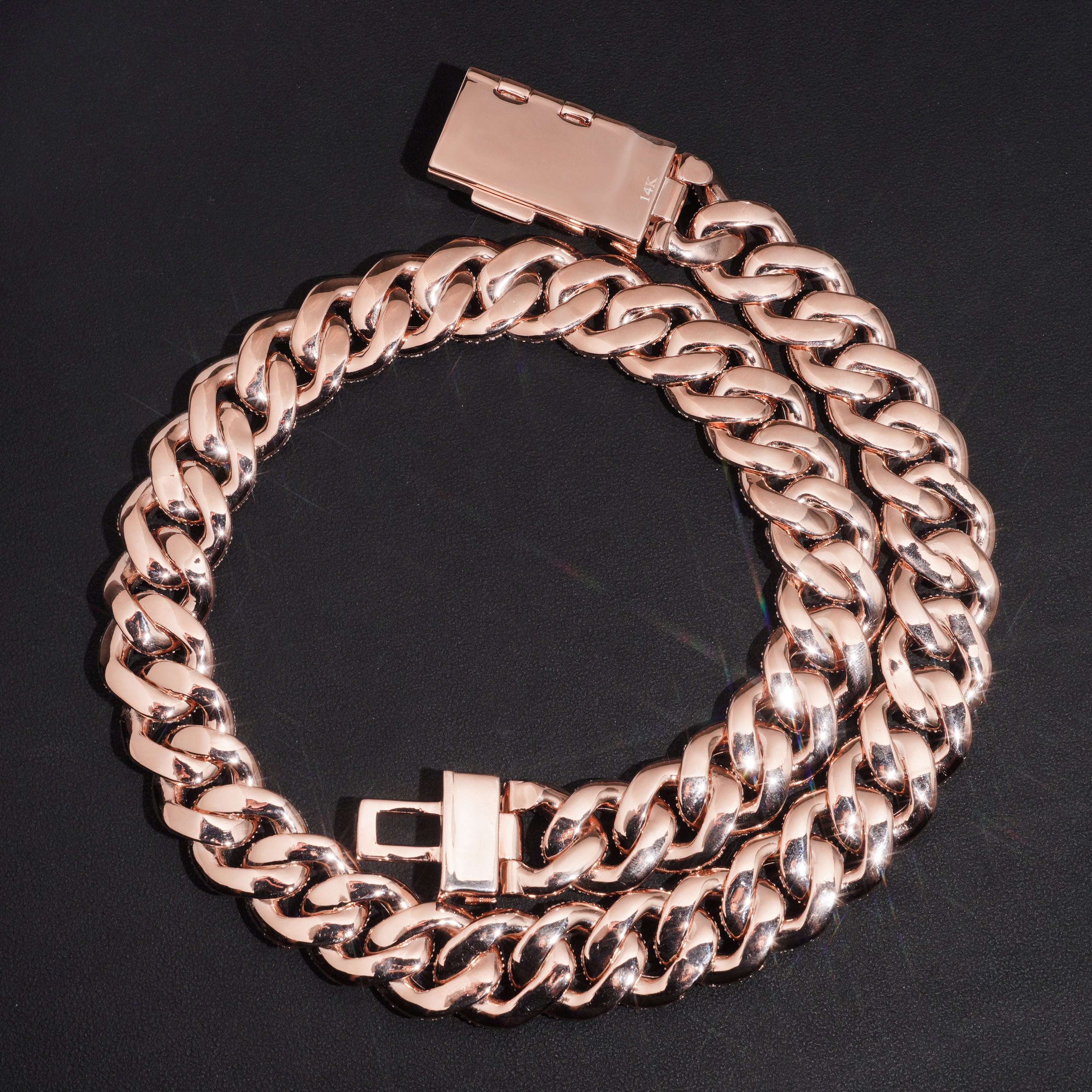 Rose Gold Moissanite Diamond 18MM Fancy Cut Cuban Link Chain