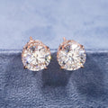 10k Rose Gold VVS Moissanite Studs Screw Back Side Iced For Men