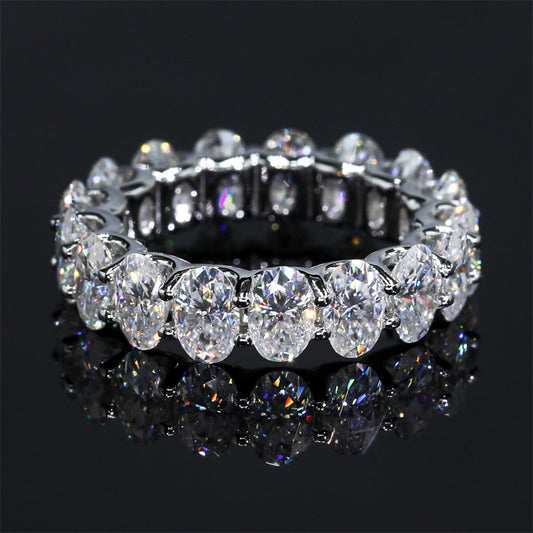 Classic Deisgn Sterling Silver 925 3*5MM 4*6MM Oval Moissanite Eternity Ring