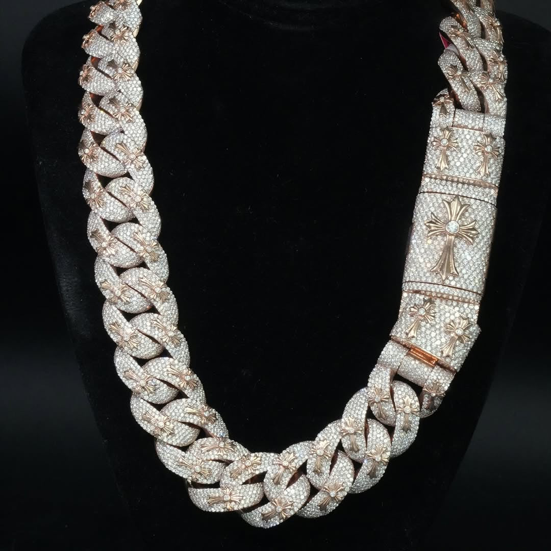 20MM Cross Style Miami Cuban Chain Necklace Moissanite