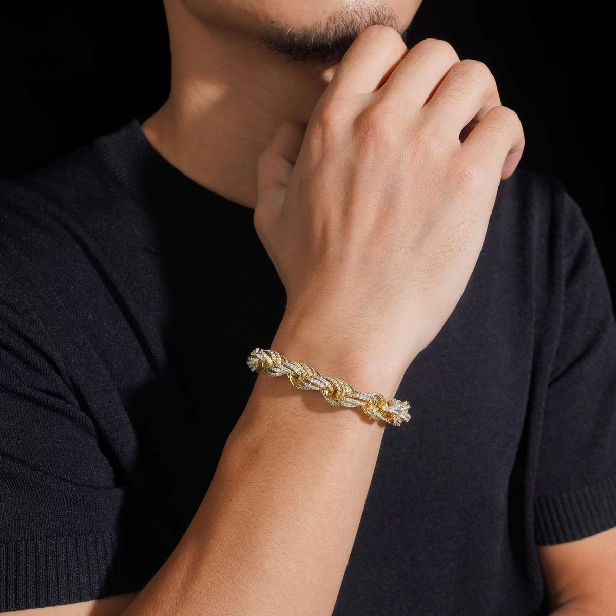 10MM Iced Out Moissanite Diamond Rope Bracelet
