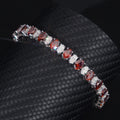 White mix Garnet moissanite tennis bracelet oval cut solid silver for unisex