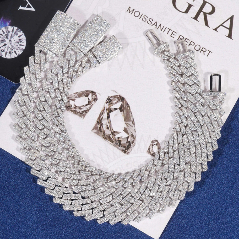 Sterling Silver VVS D Color Moissanite Cuban Link Bracelet 6MM 8MM 10MM