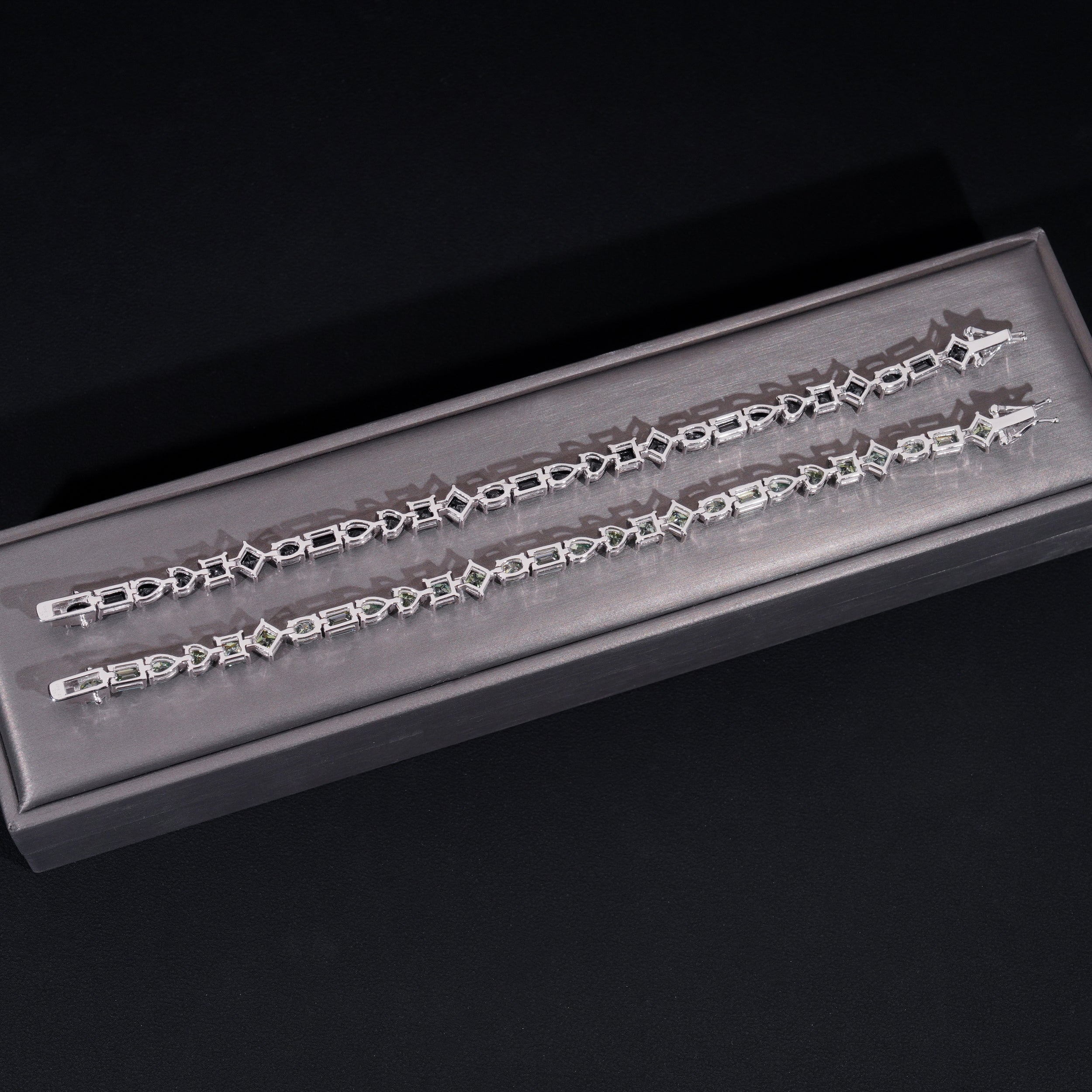 VVS Black And Tiffany Blue Moissanite Tennis Bracelet Sterling Silver For Men and Women