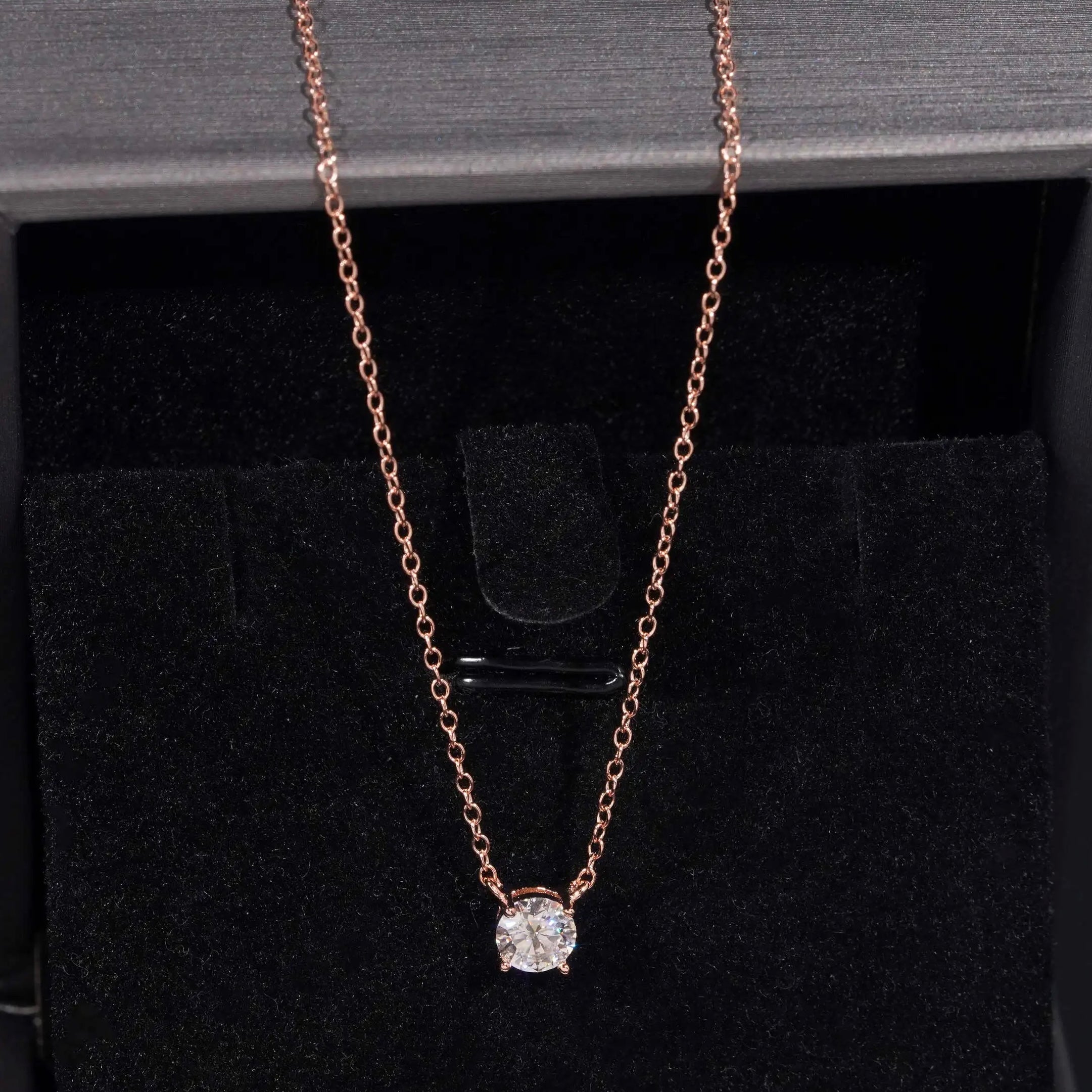 Sterling Silver 925 0.5 Ct Single Stone Solite Moissanite Diamond Necklace