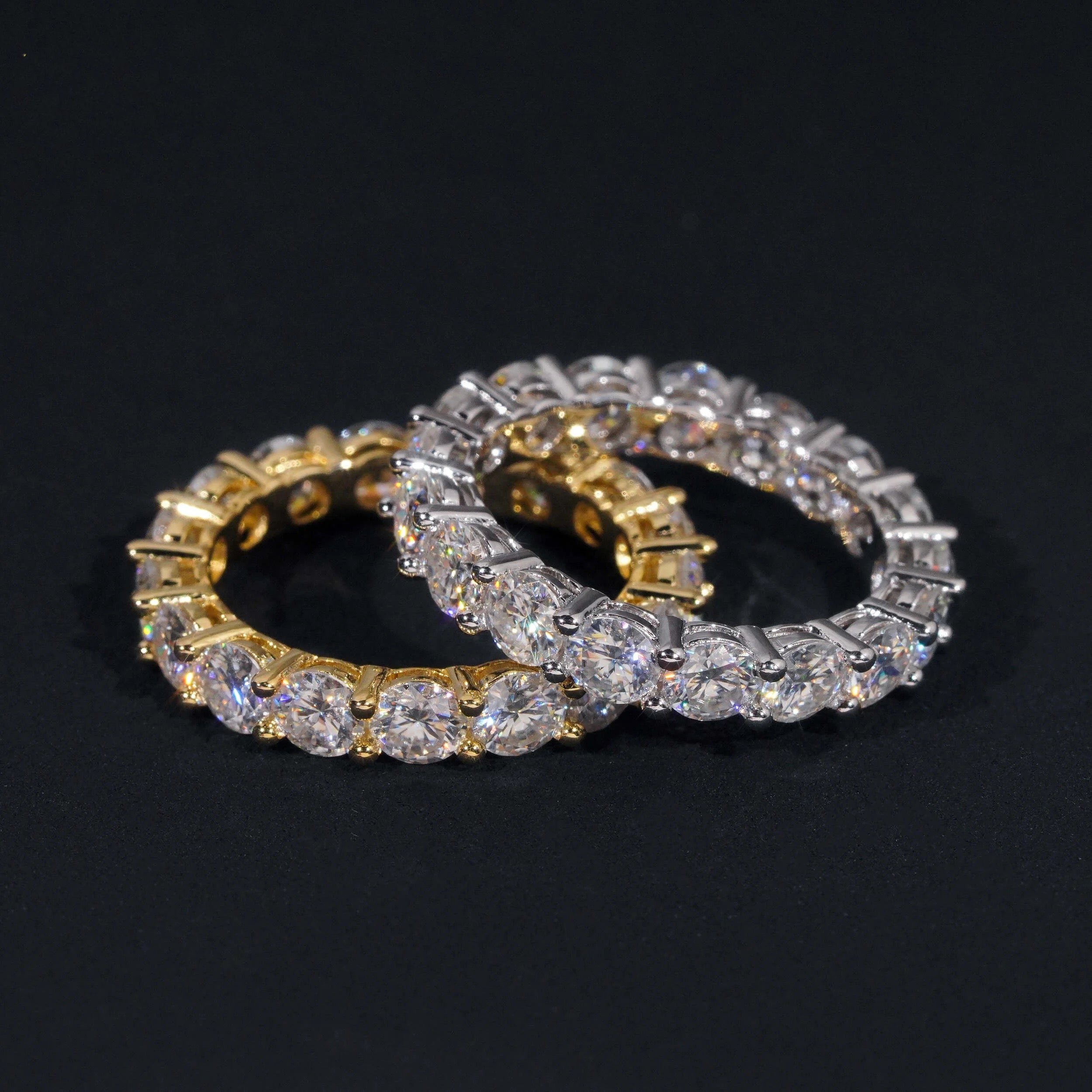 Classic Design VVS Moissanite Diamond 4MM Eternity Ring For Men Sterling Silver 925