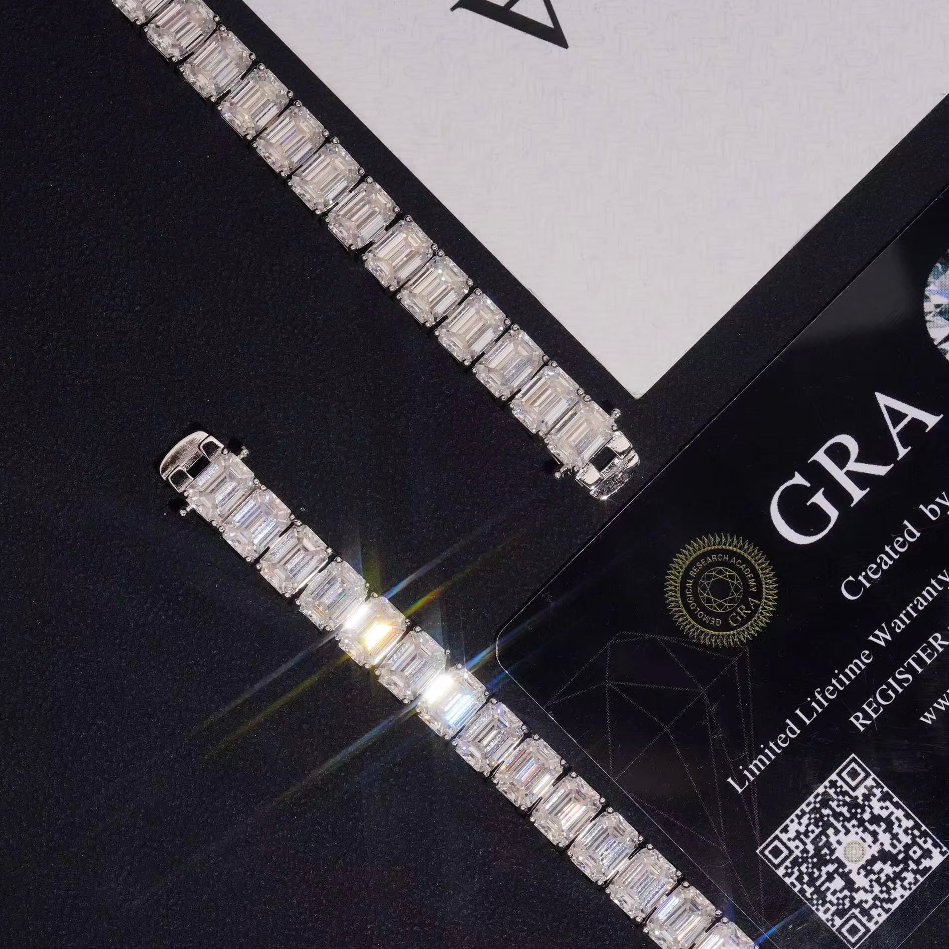 Emerald Cut VVS Moissanite Diamond Tennis Bracelet Silver 925