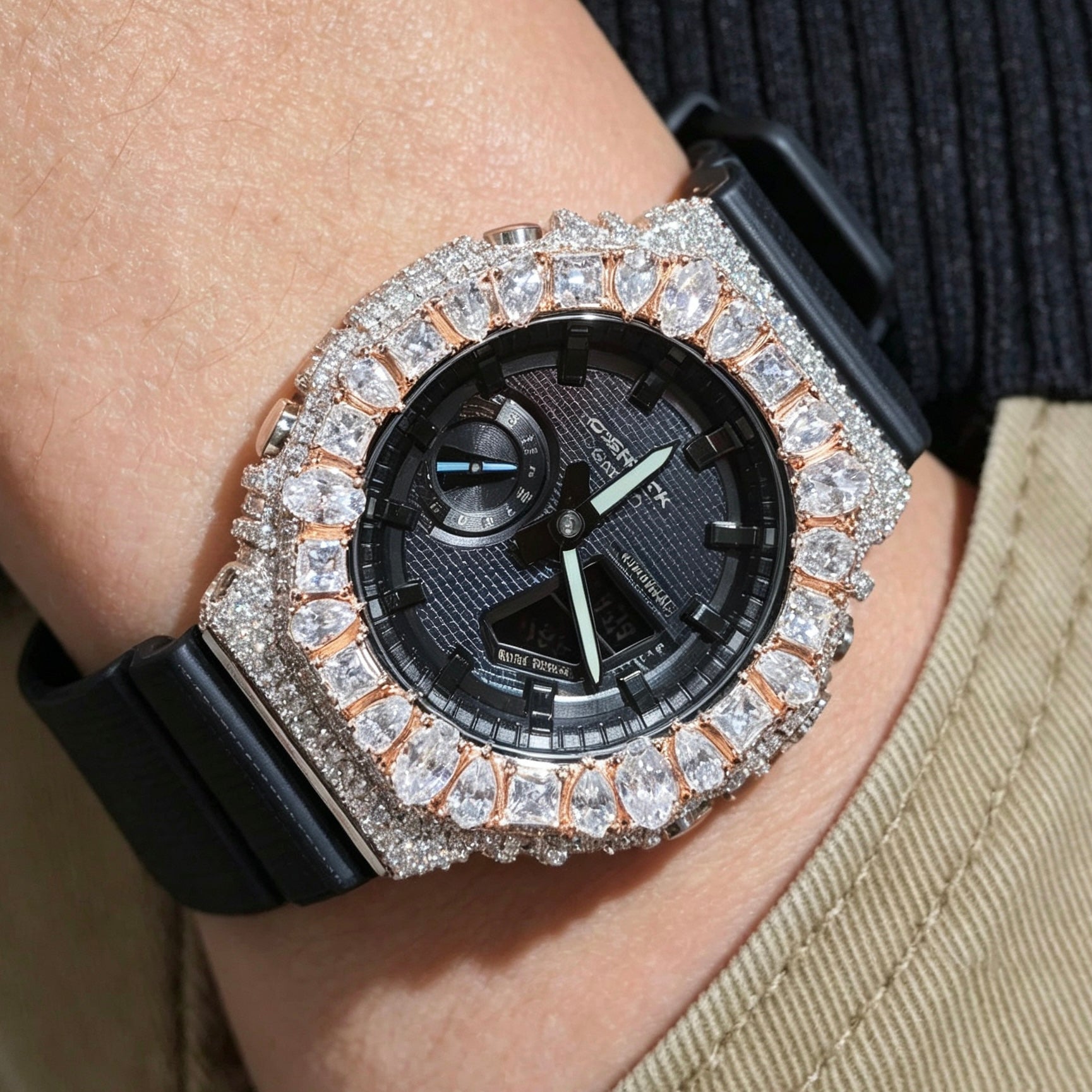 Fancy Cut Bezel Iced G Shock Moissanite Watch Ga2100
