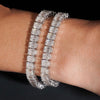 Emerald Cut VVS Moissanite Diamond Tennis Bracelet Silver 925
