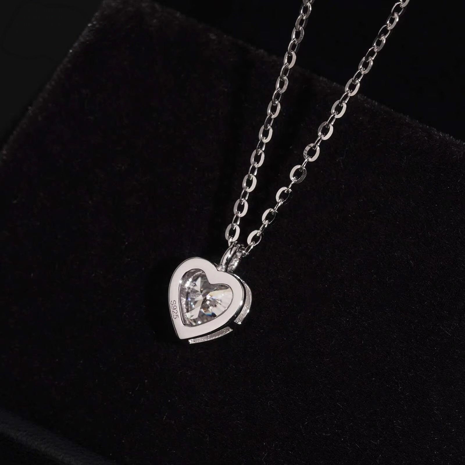 Sterling Silver 1CT Heart Cut Moissanite Diamond Necklace Women