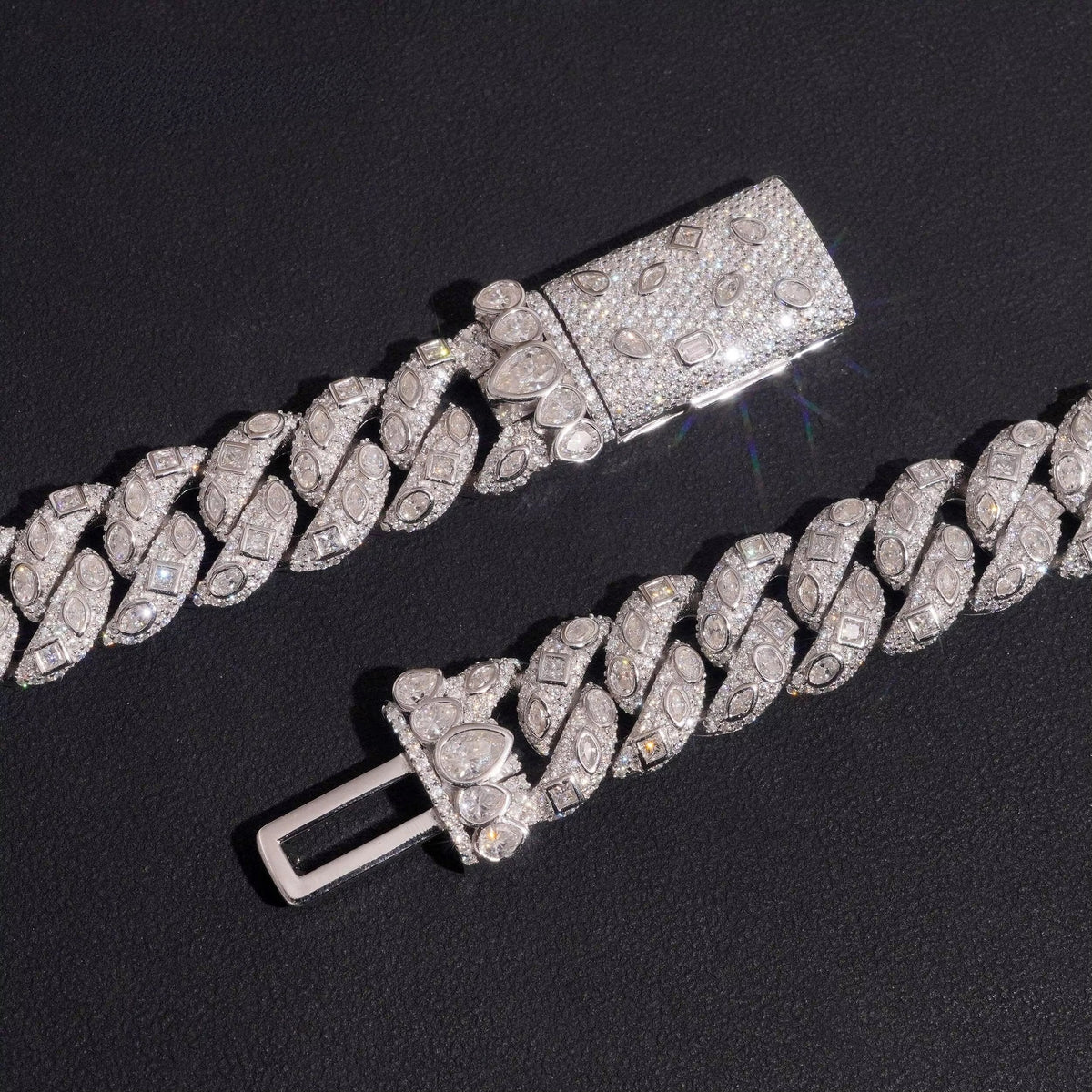 15MM Fancy Cut Bezel Setting Moissanite Diamond Chain