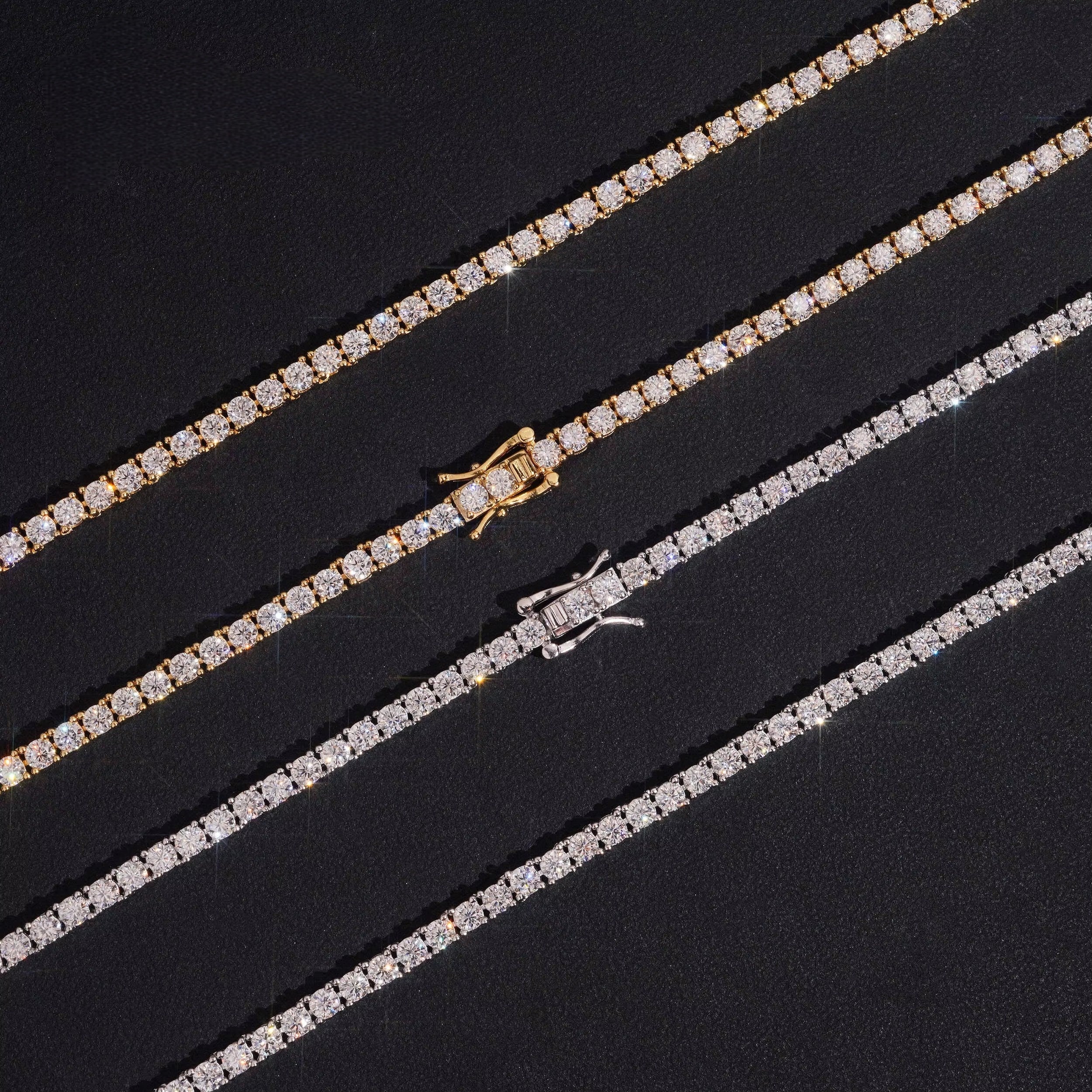 925 Sterling Silver 3mm Lab Grown Diamond Tennis Chain Necklace