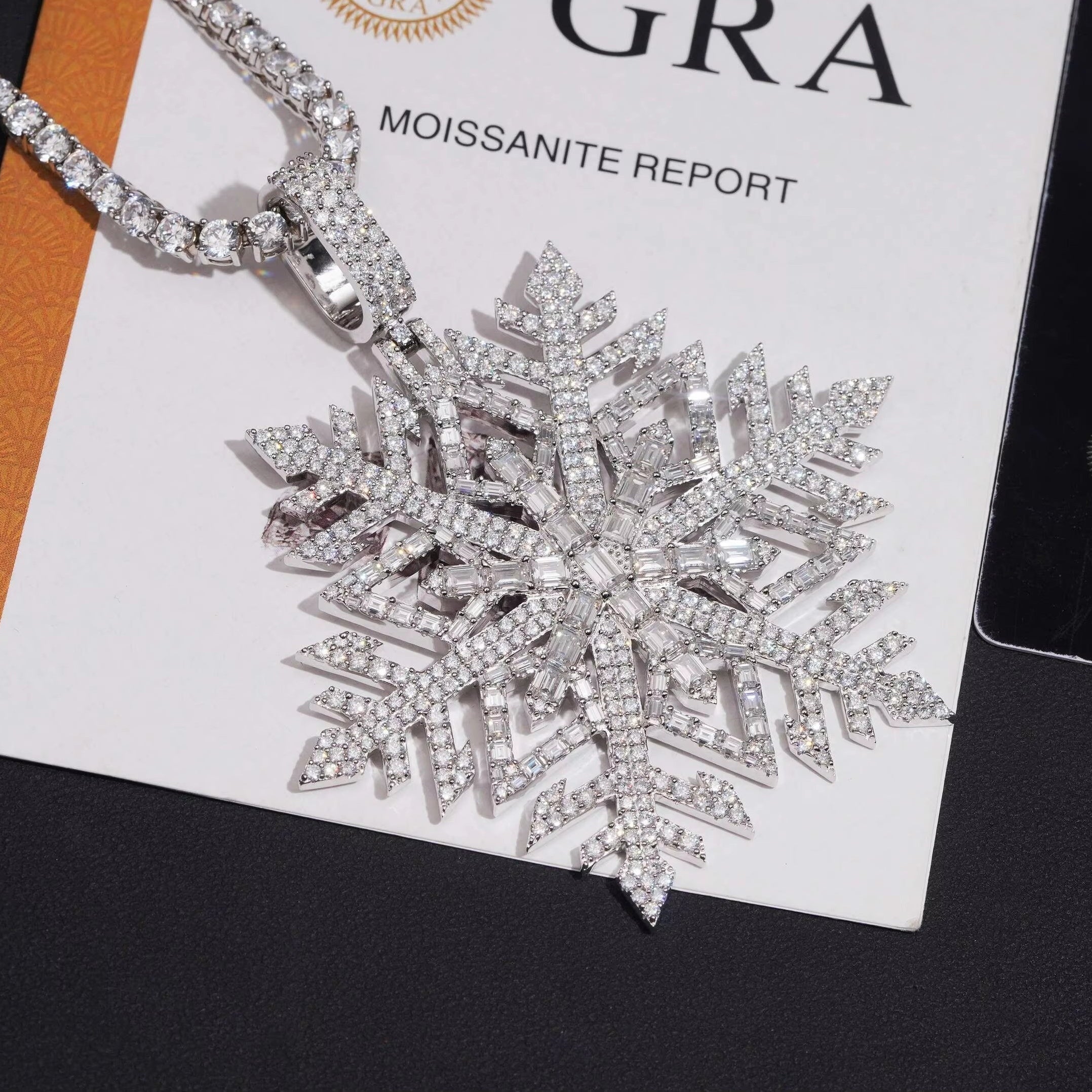 Iced Out Snowflake Pendant VVS Moissanite Diamond Solid Silver