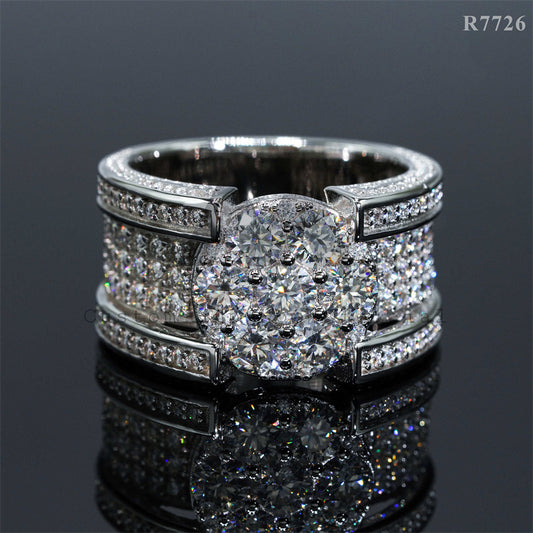 Hot Sell Solid Silver 925 Rapper Jewelry 925 Silver Iced Out Ring VVS Moissanite For Men