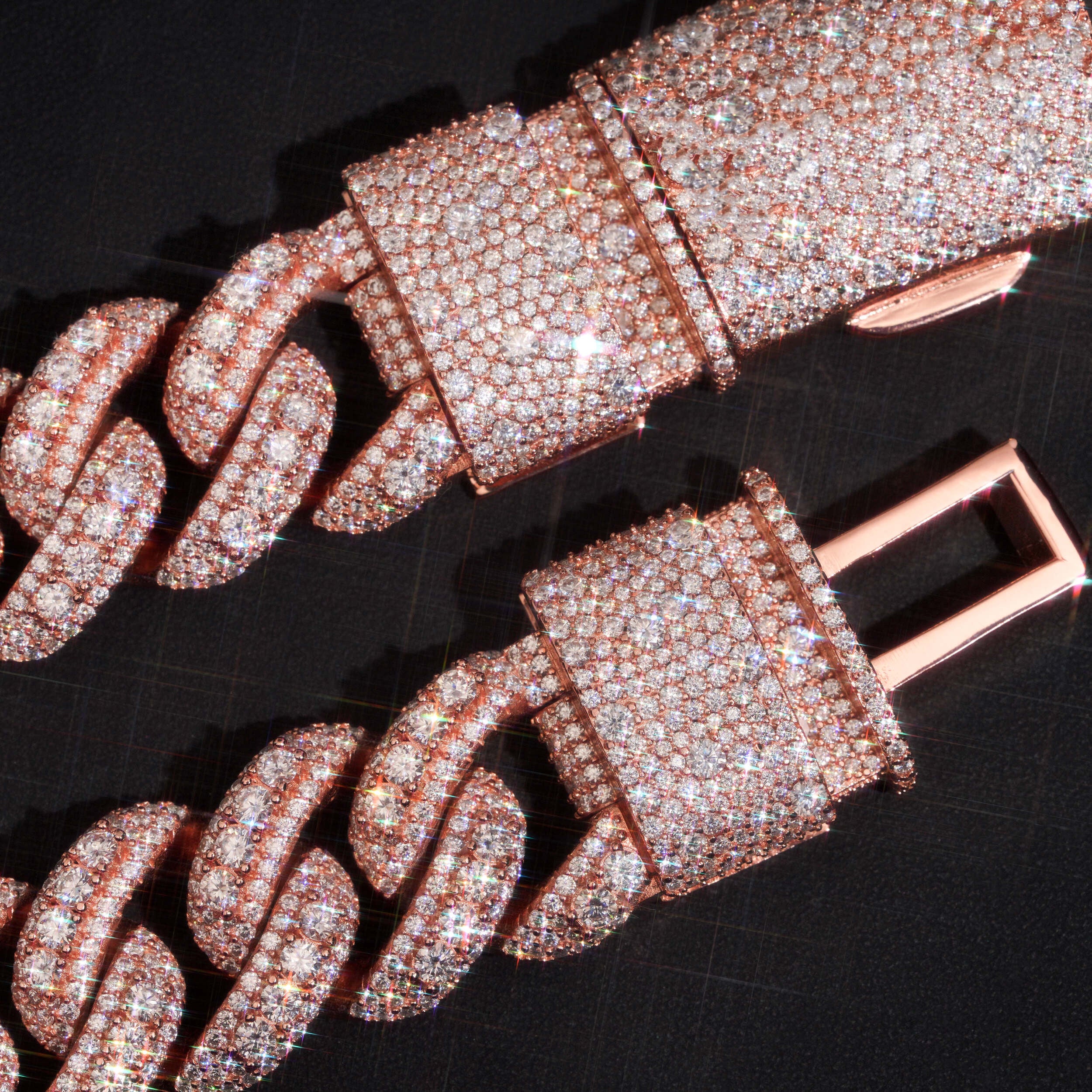 Kilo Cuban 28MM Mosaic Clasp Three Rows Design Moissanite Diamond Cuban Link Necklace