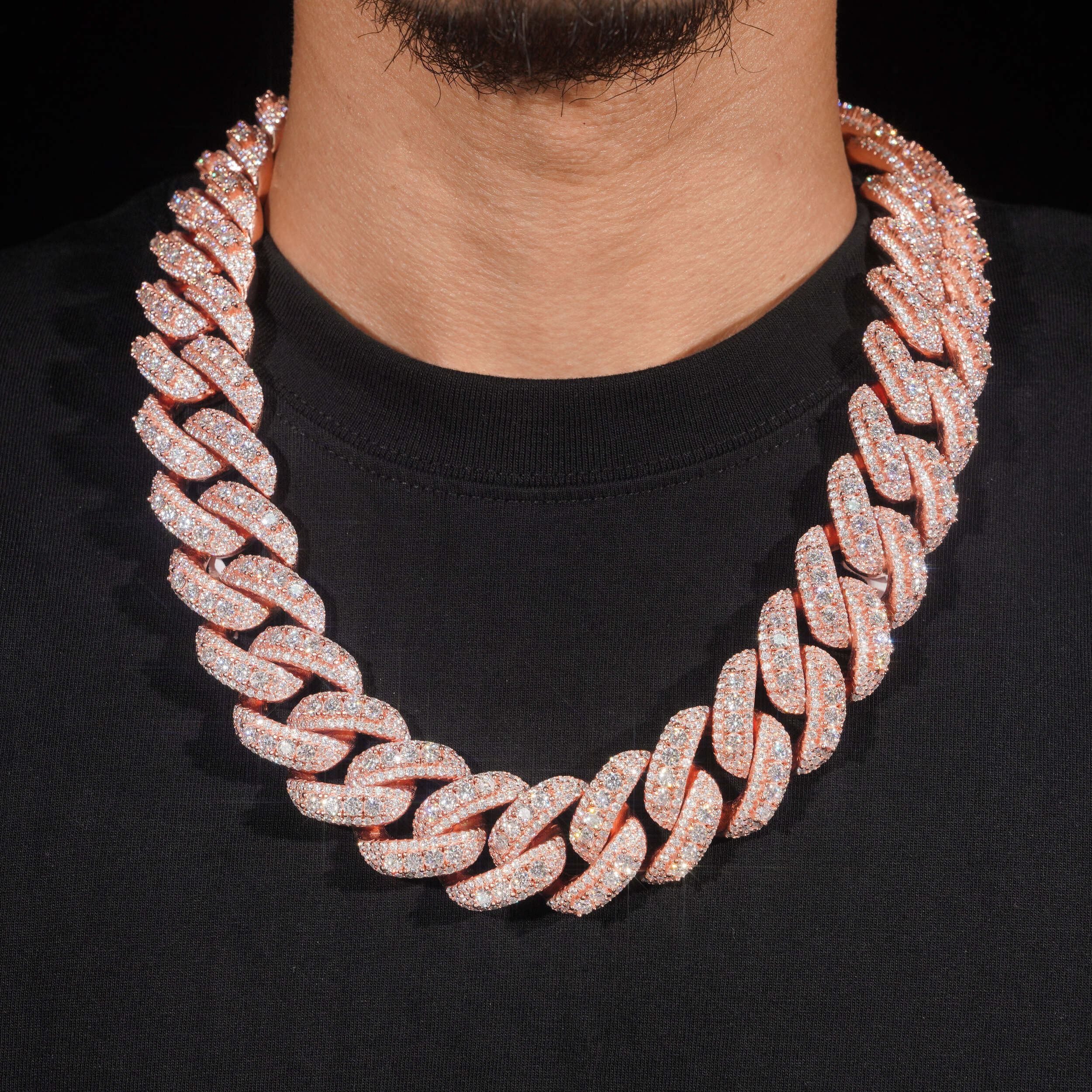 Kilo Cuban 28MM Mosaic Clasp Three Rows Design Moissanite Diamond Cuban Link Necklace