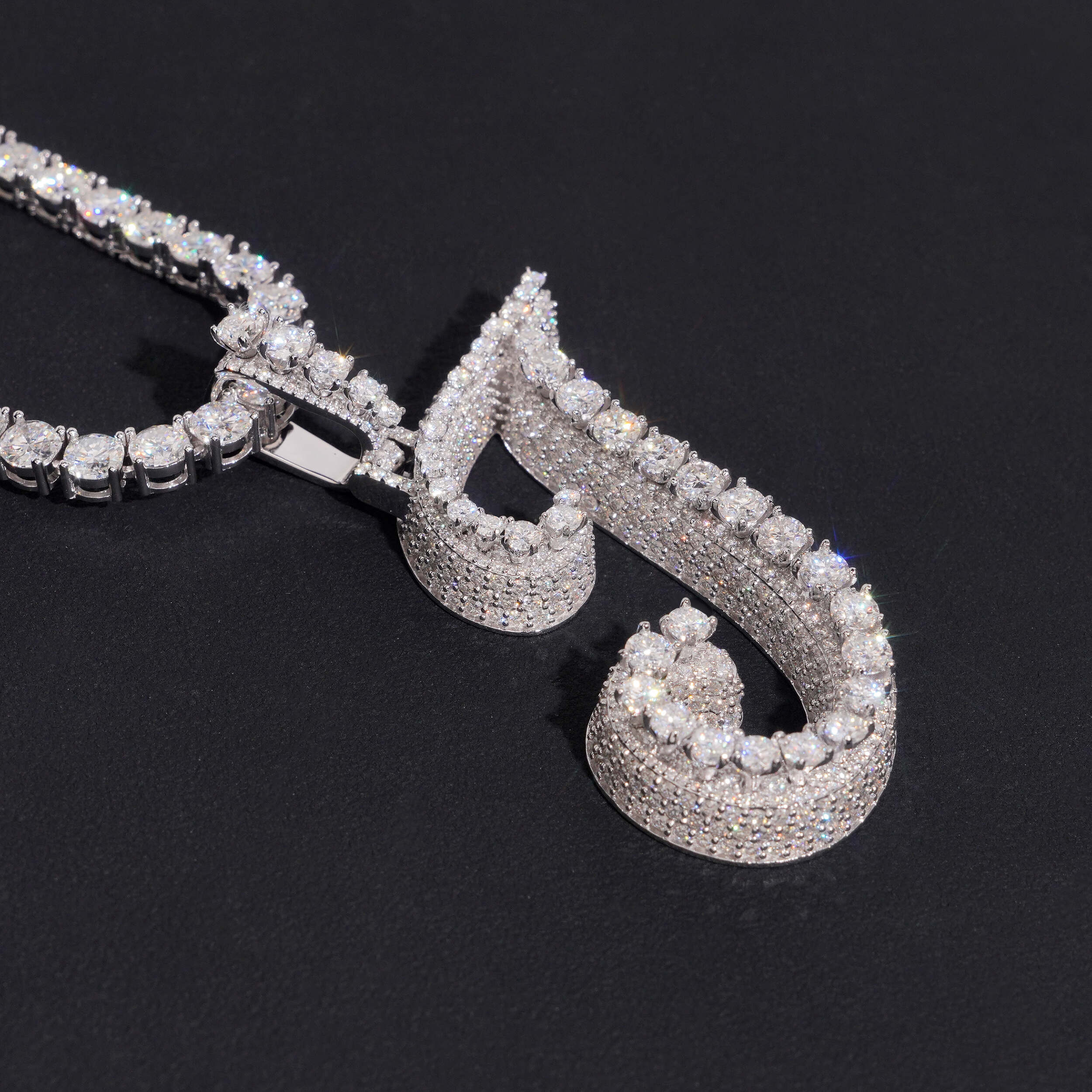 Rasied Pointer Initial J Iced Vvs Moissanite