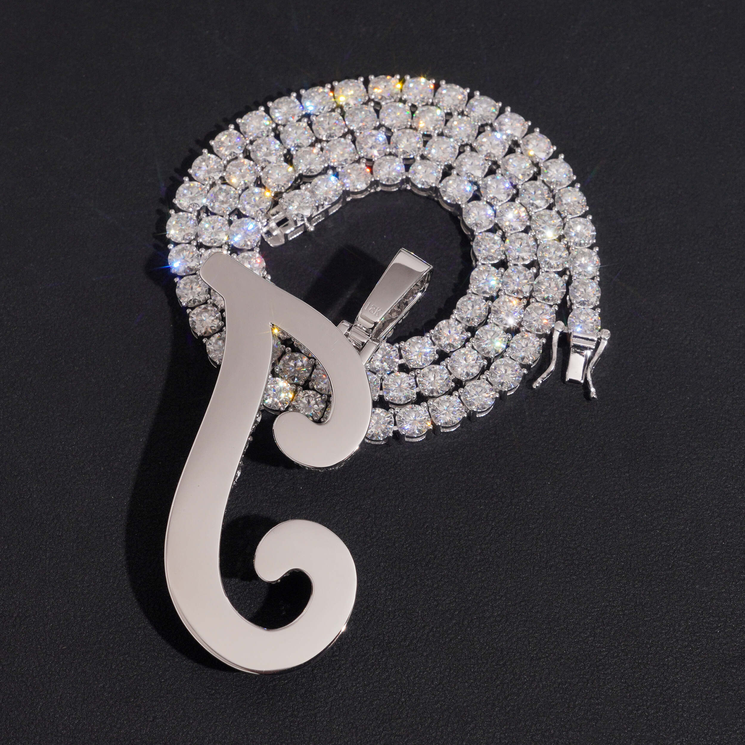 Rasied Pointer Initial J Iced Vvs Moissanite