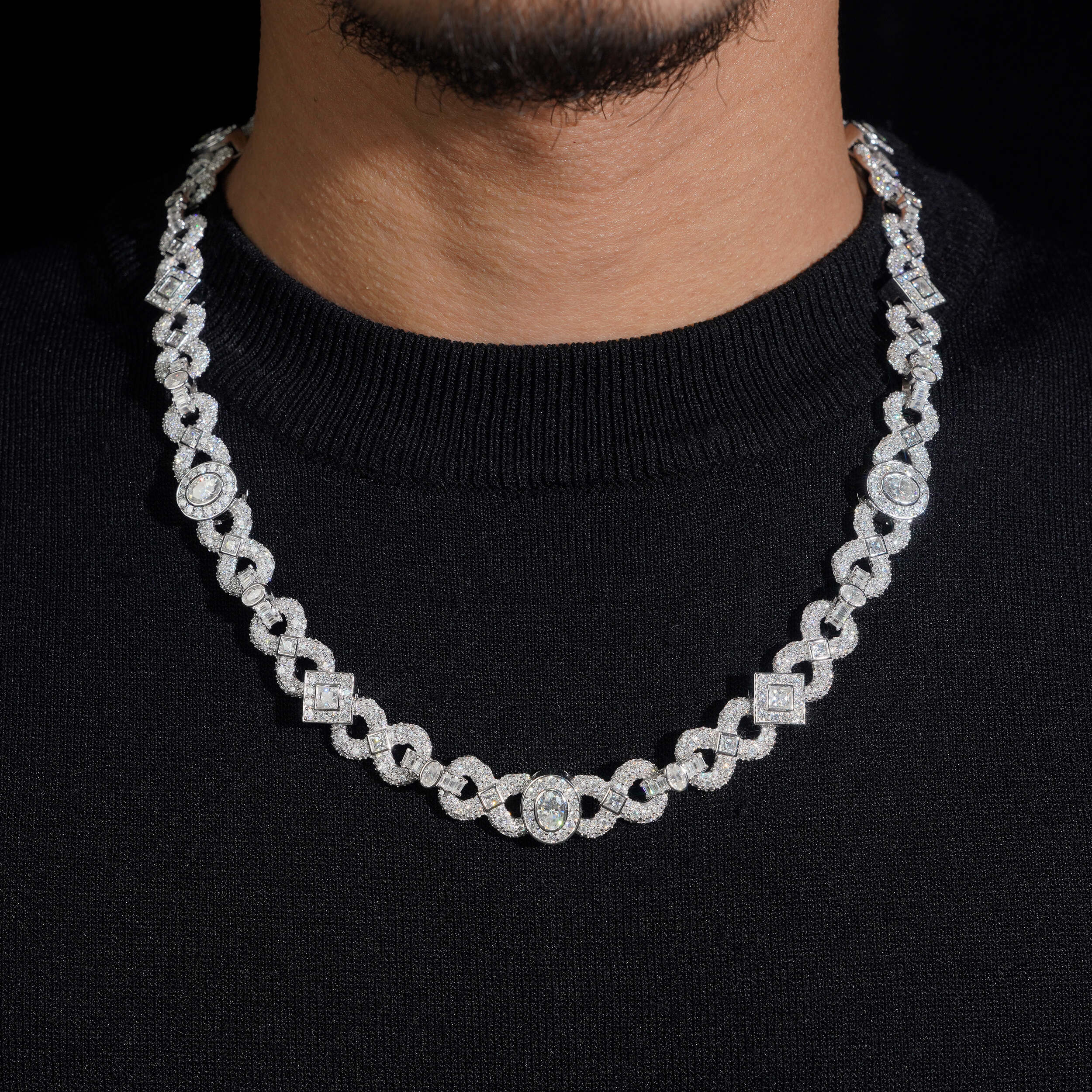 13MM Infinity Link Chain Hip Hop Men Jewelry Moissanite Diamond
