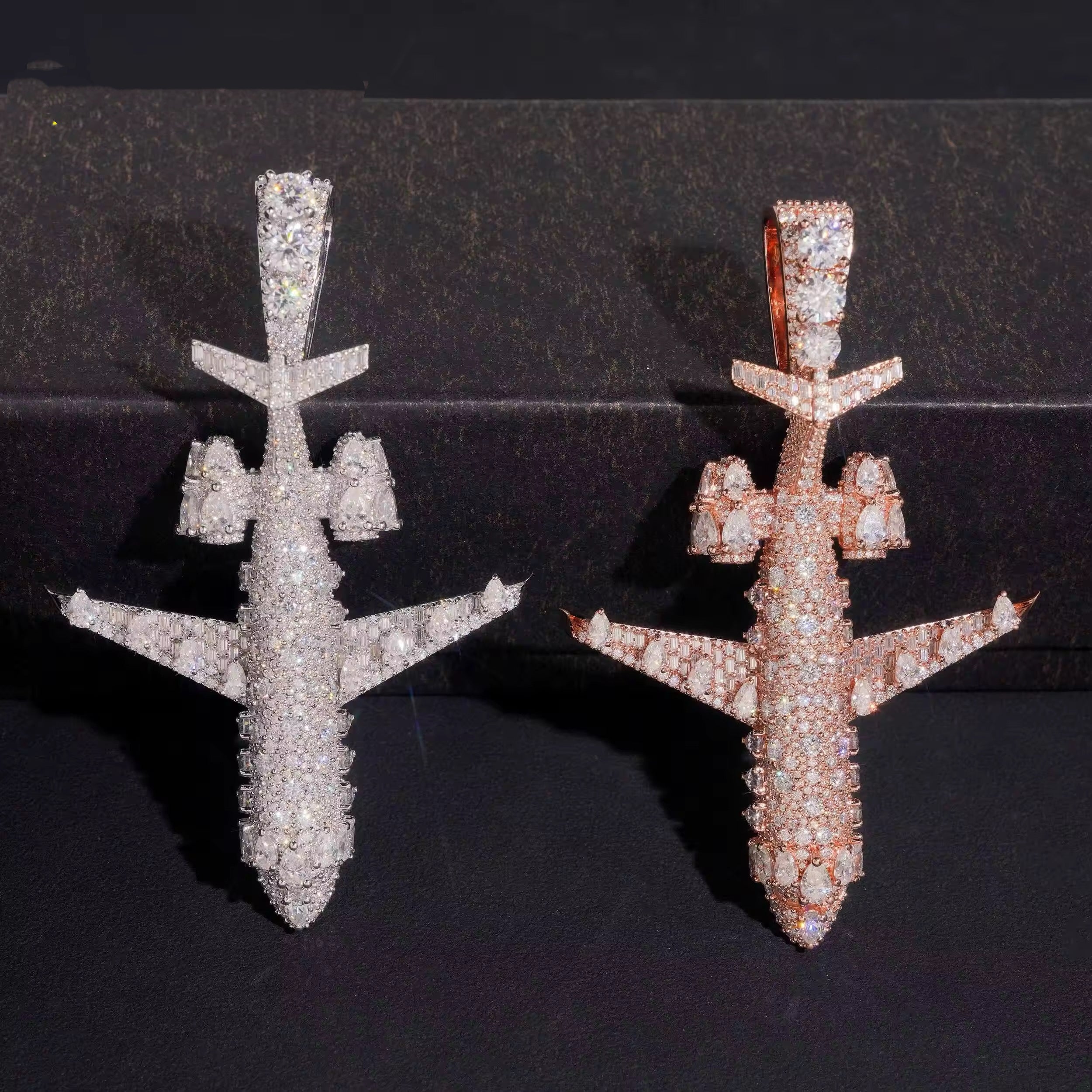 Iced Out Moissanite Diamond Airplane Pendant