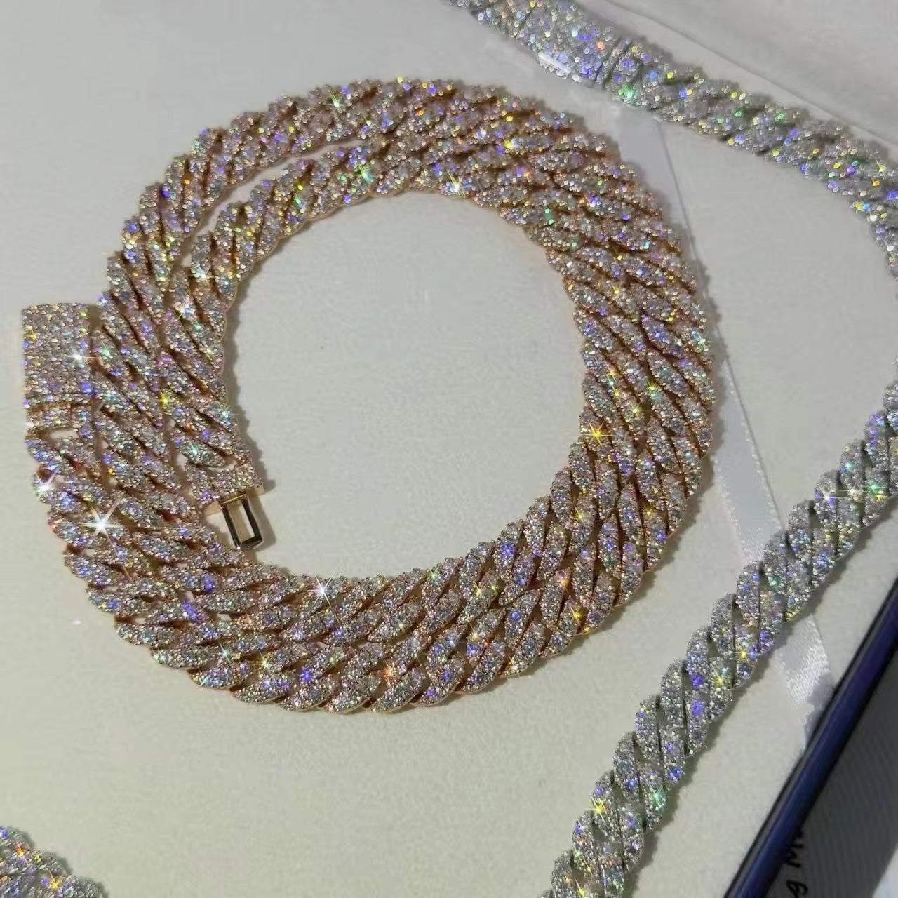 10MM Single Row Moissanite Diamond Cuban Chain